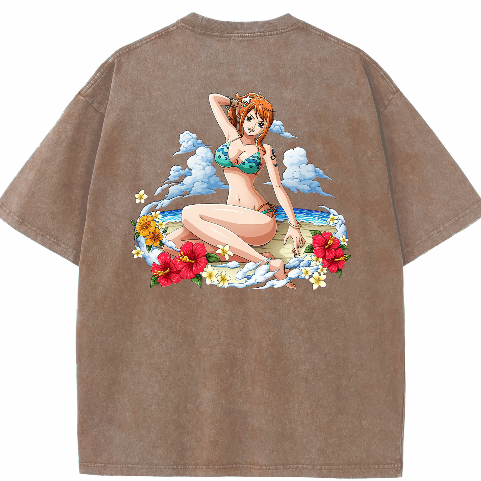 ワンピース ナミ ONE PIECE Nami 綿100% ヴィンテージ風 半袖Tシャツ（背面プリント）