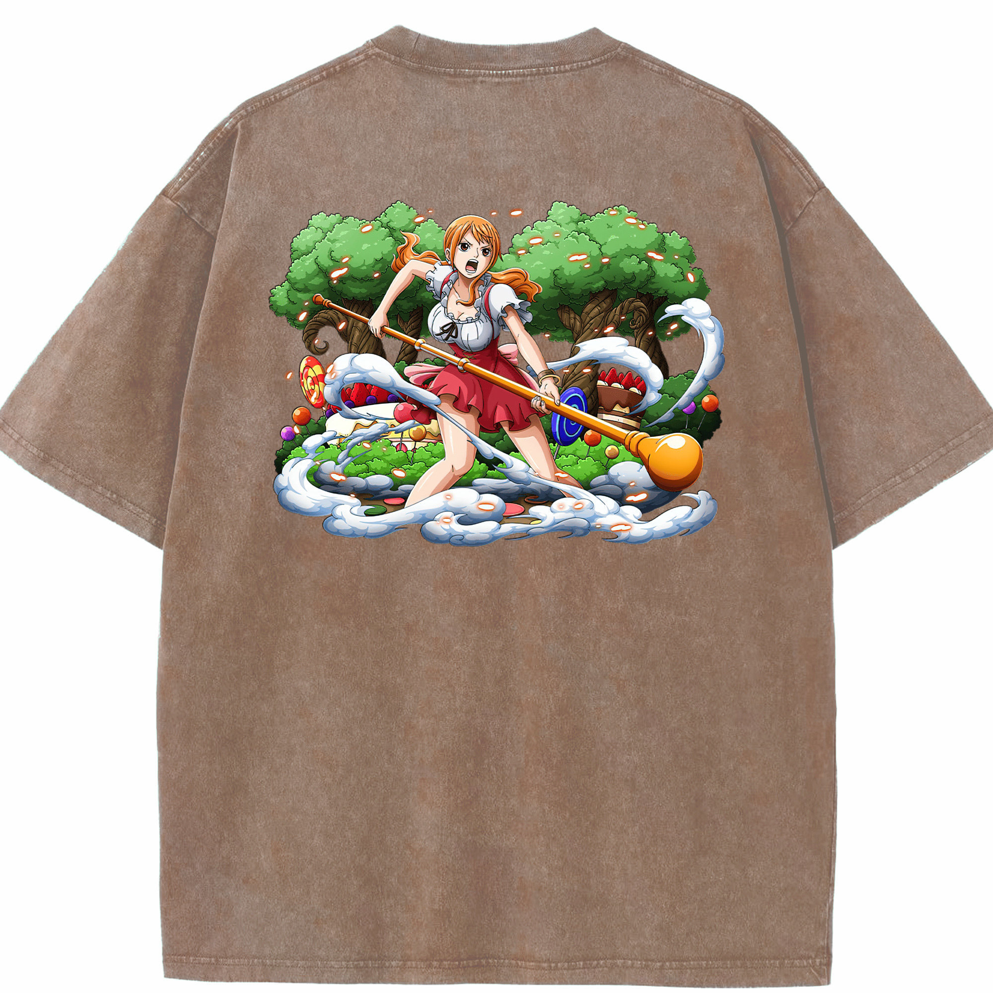 ワンピース ナミ ONE PIECE Nami 綿100% ヴィンテージ風 半袖Tシャツ（背面プリント）