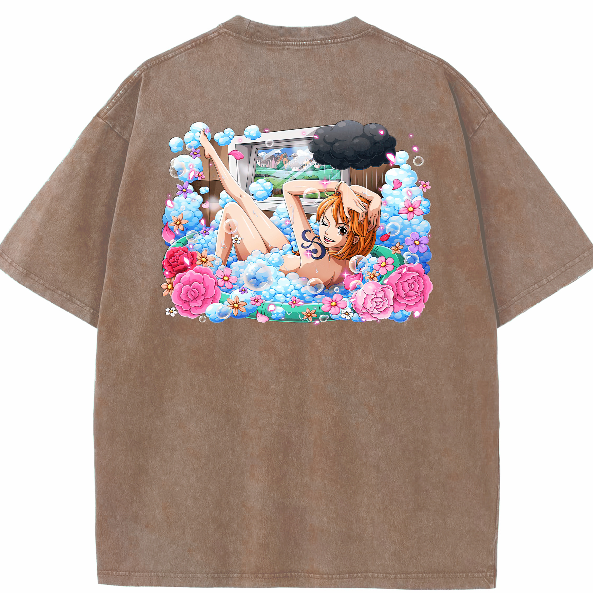 ワンピース ナミ ONE PIECE Nami 綿100% ヴィンテージ風 半袖Tシャツ（背面プリント）