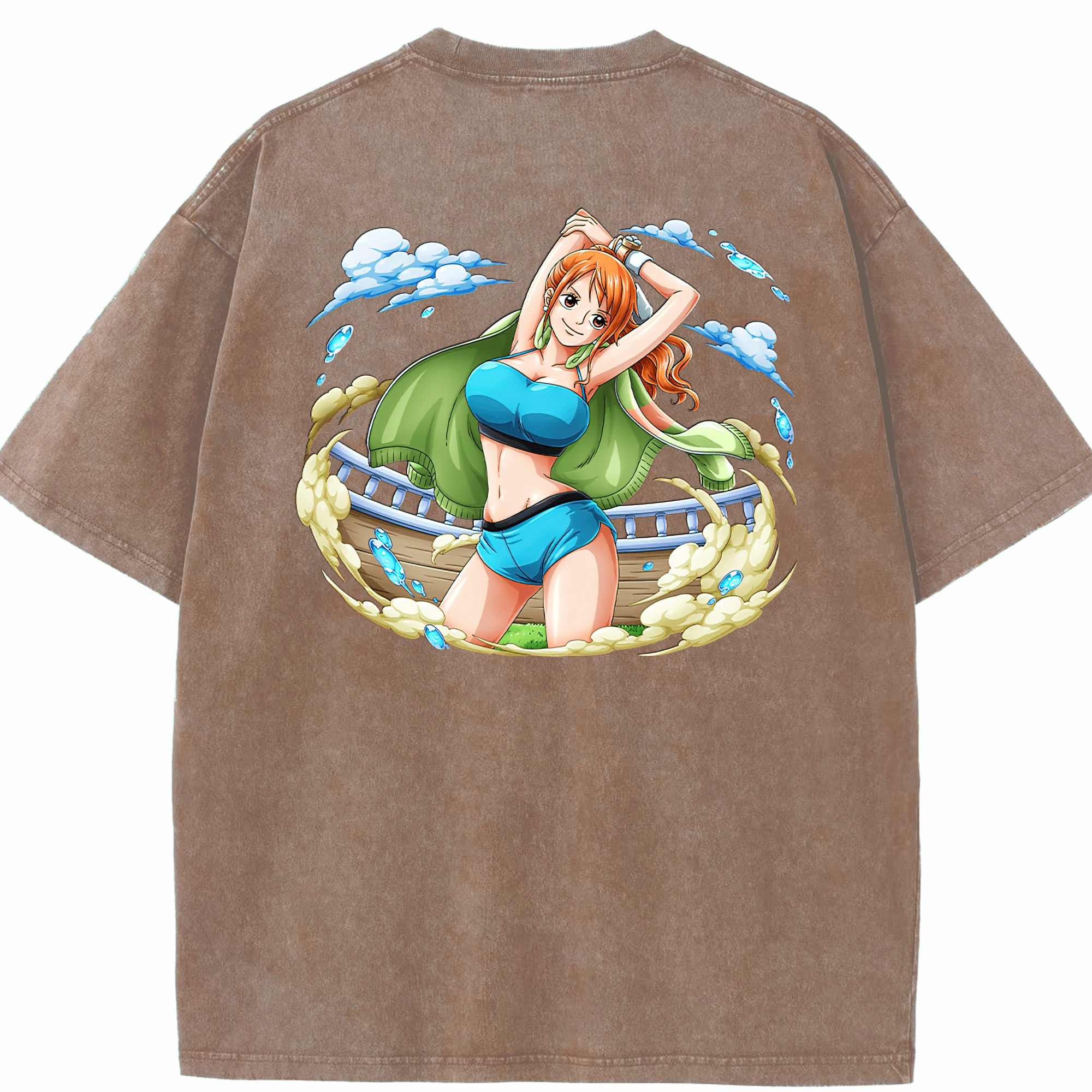 ワンピース ナミ ONE PIECE Nami 綿100% ヴィンテージ風 半袖Tシャツ（背面プリント）