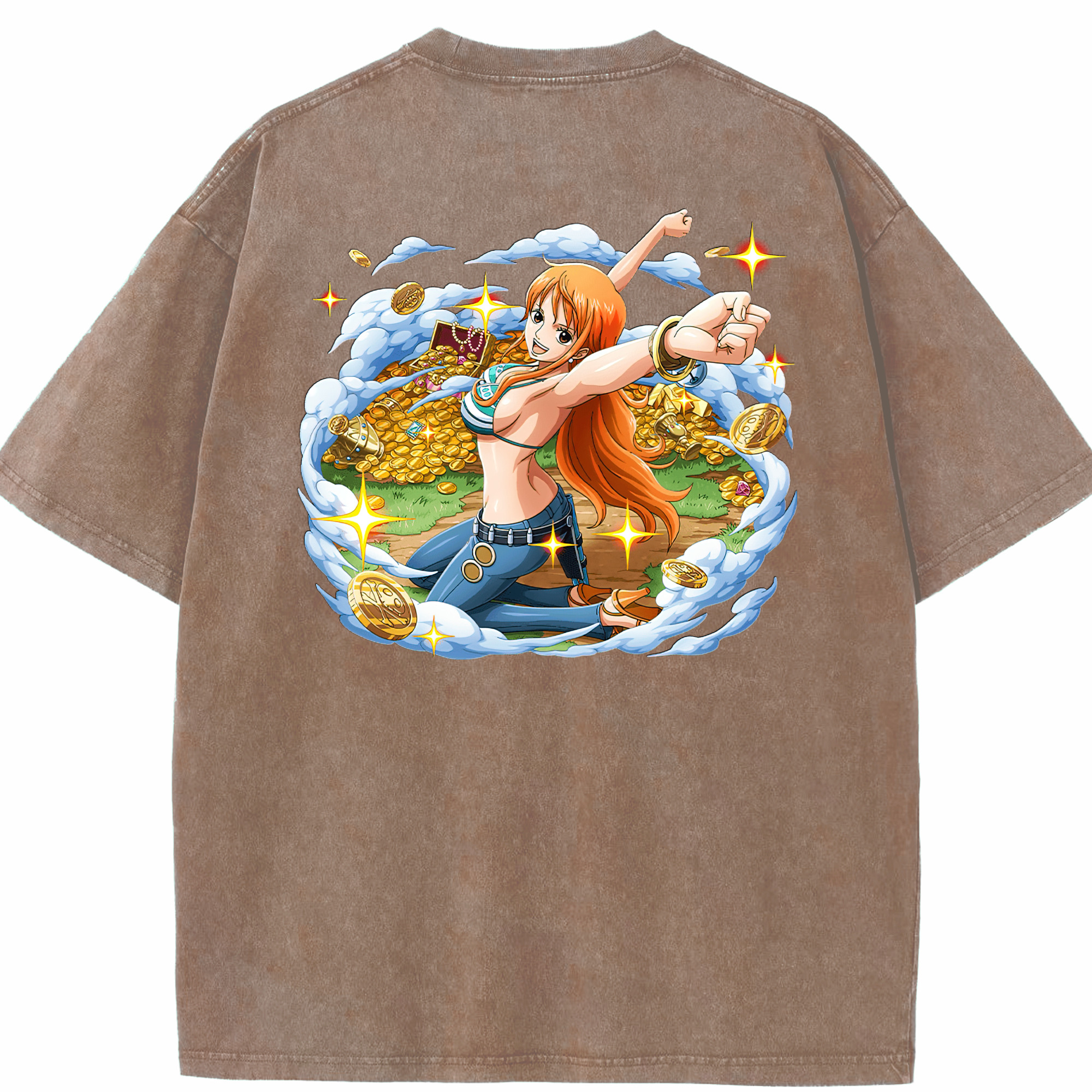ワンピース ナミ ONE PIECE Nami 綿100% ヴィンテージ風 半袖Tシャツ（背面プリント）