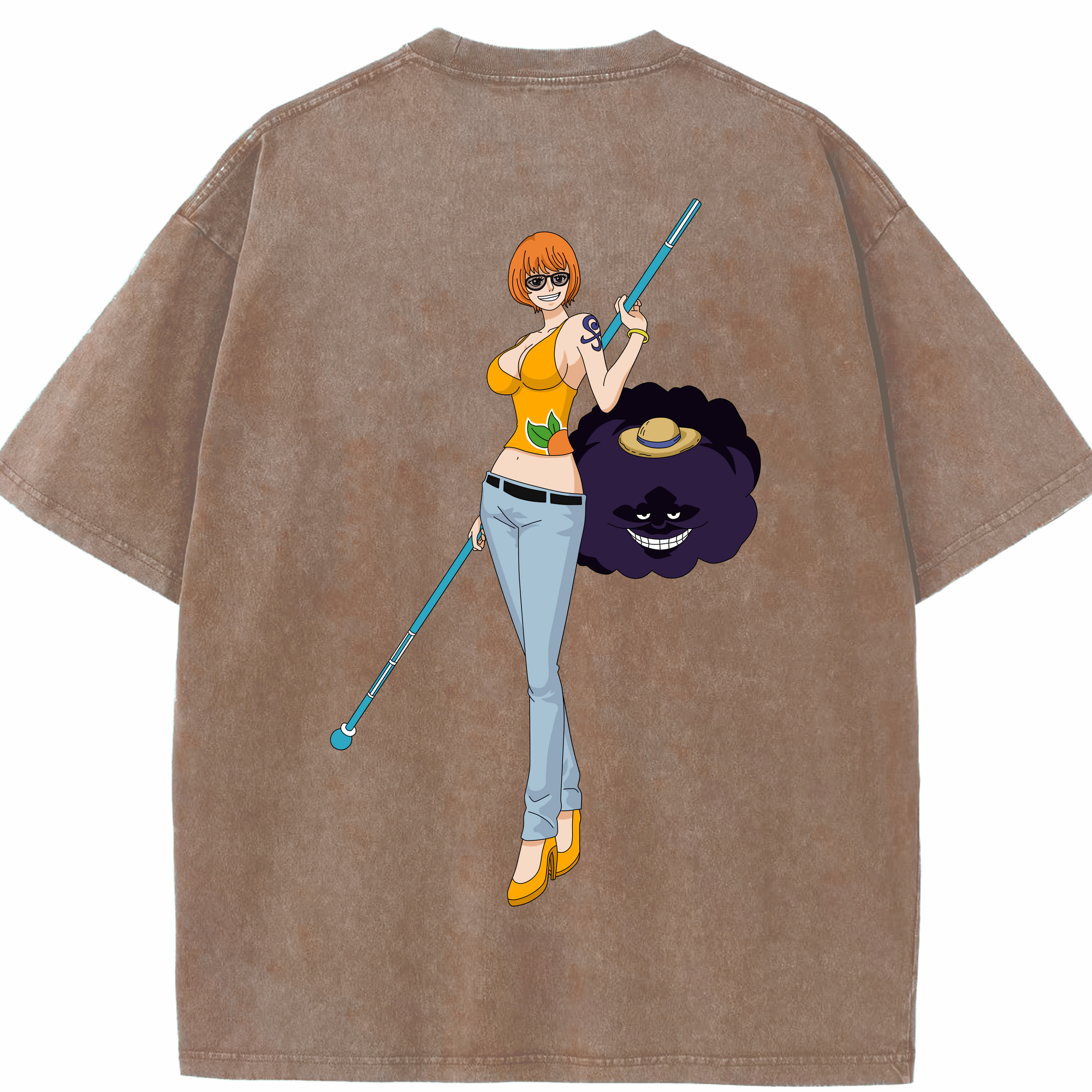 ワンピース ナミ ONE PIECE Nami 綿100% ヴィンテージ風 半袖Tシャツ（背面プリント）