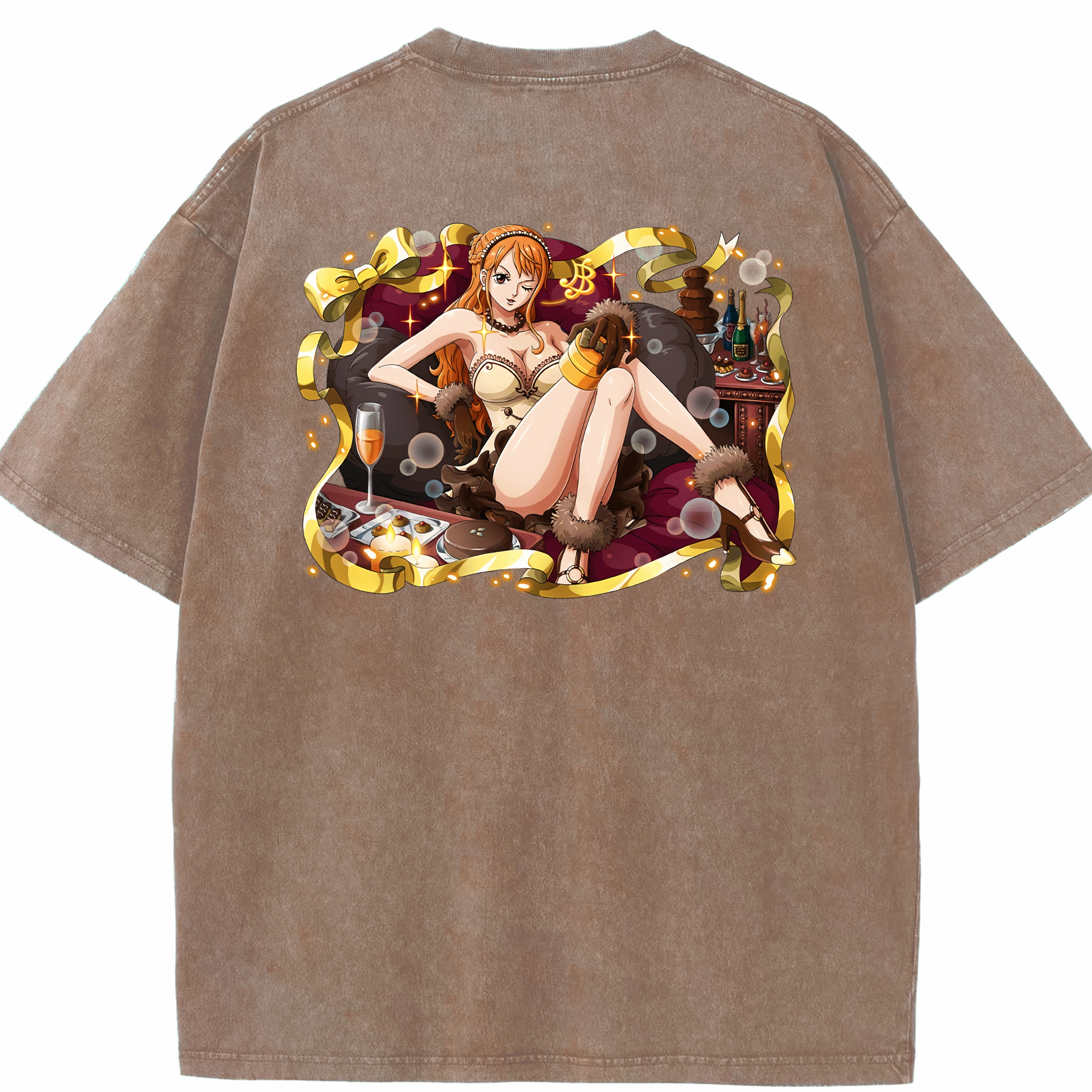 ワンピース ナミ ONE PIECE Nami 綿100% ヴィンテージ風 半袖Tシャツ（背面プリント）