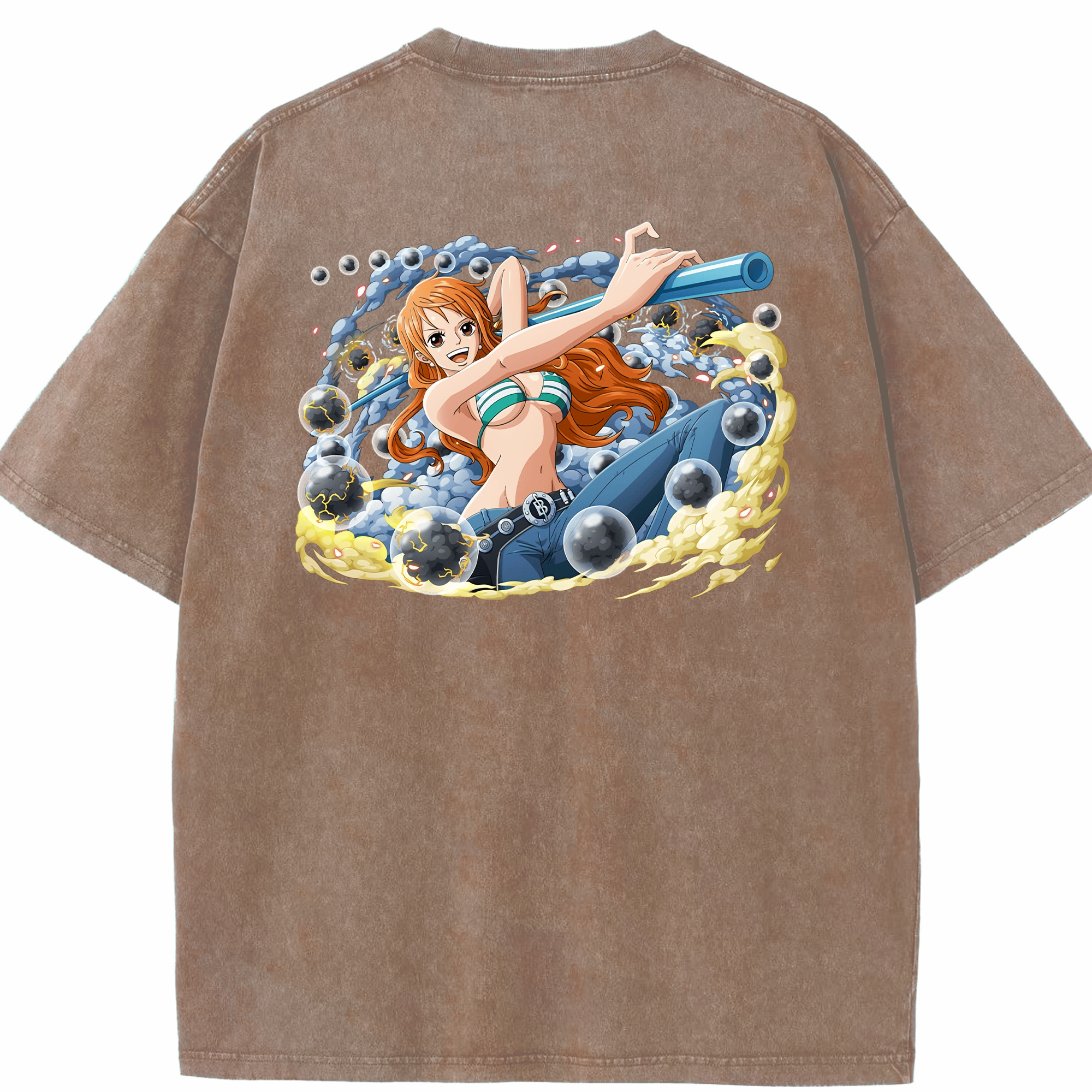 ワンピース ナミ ONE PIECE Nami 綿100% ヴィンテージ風 半袖Tシャツ（背面プリント）
