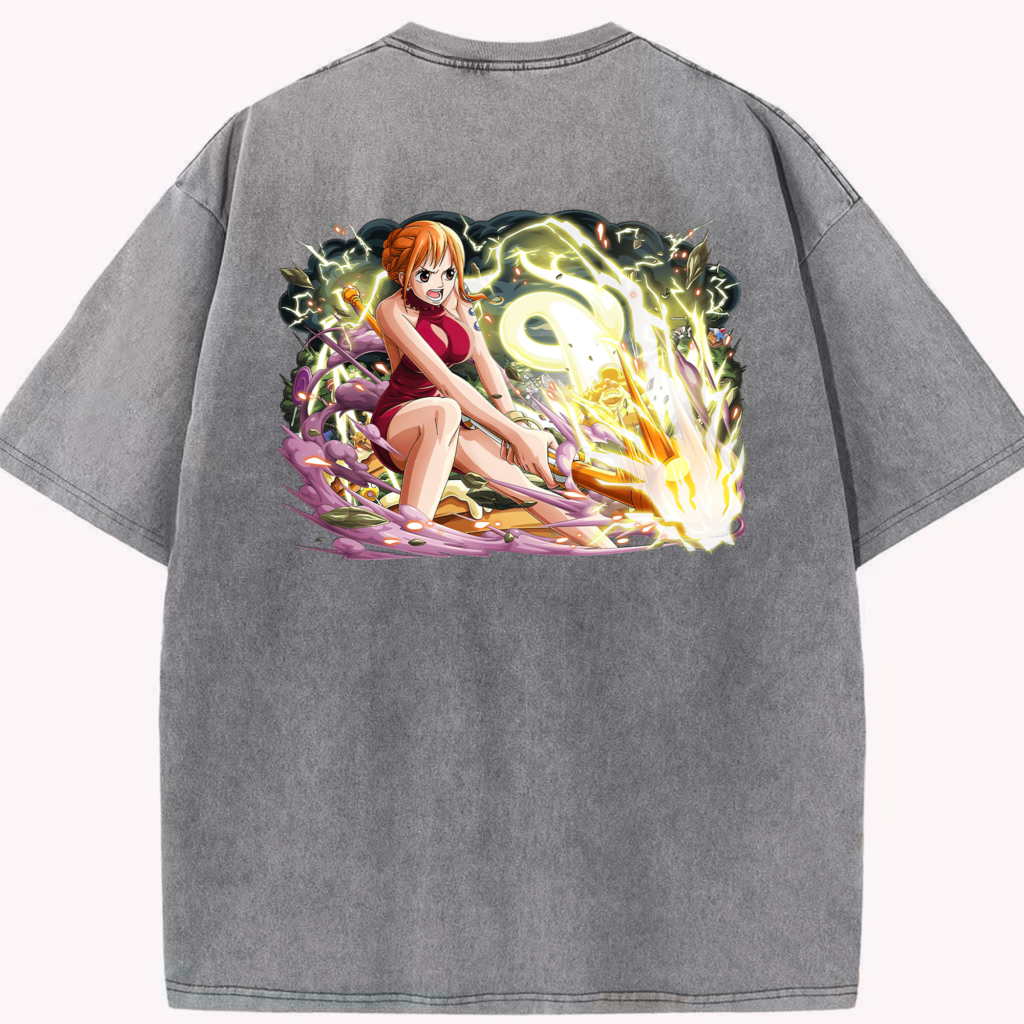 ワンピース ナミ ONE PIECE Nami 綿100% ヴィンテージ風 半袖Tシャツ（背面プリント）