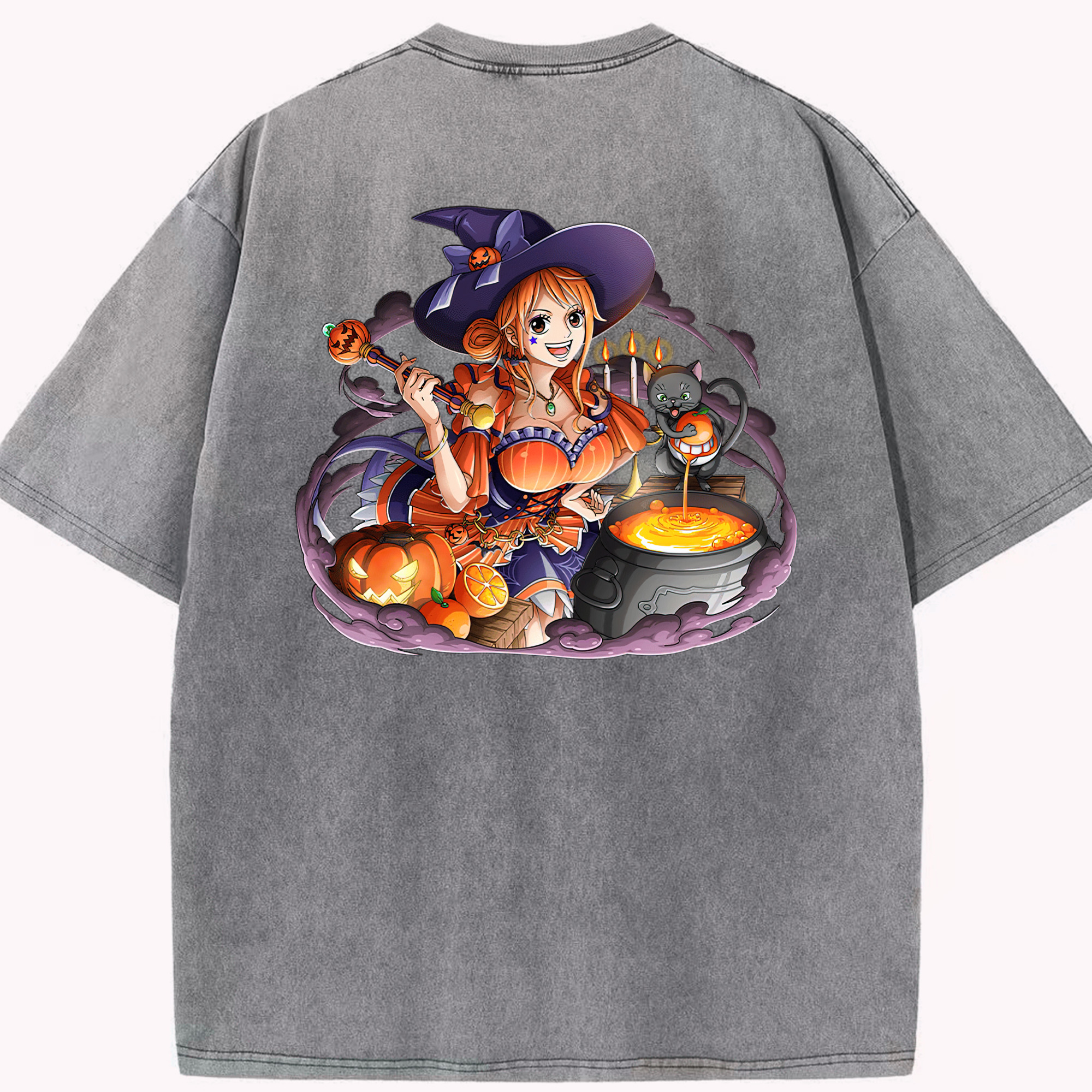 ワンピース ナミ ONE PIECE Nami 綿100% ヴィンテージ風 半袖Tシャツ（背面プリント）