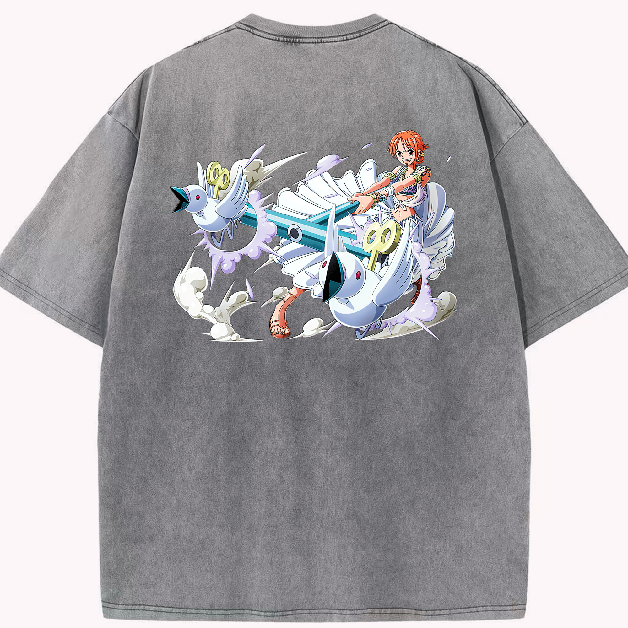 ワンピース ナミ ONE PIECE Nami 綿100% ヴィンテージ風 半袖Tシャツ（背面プリント）