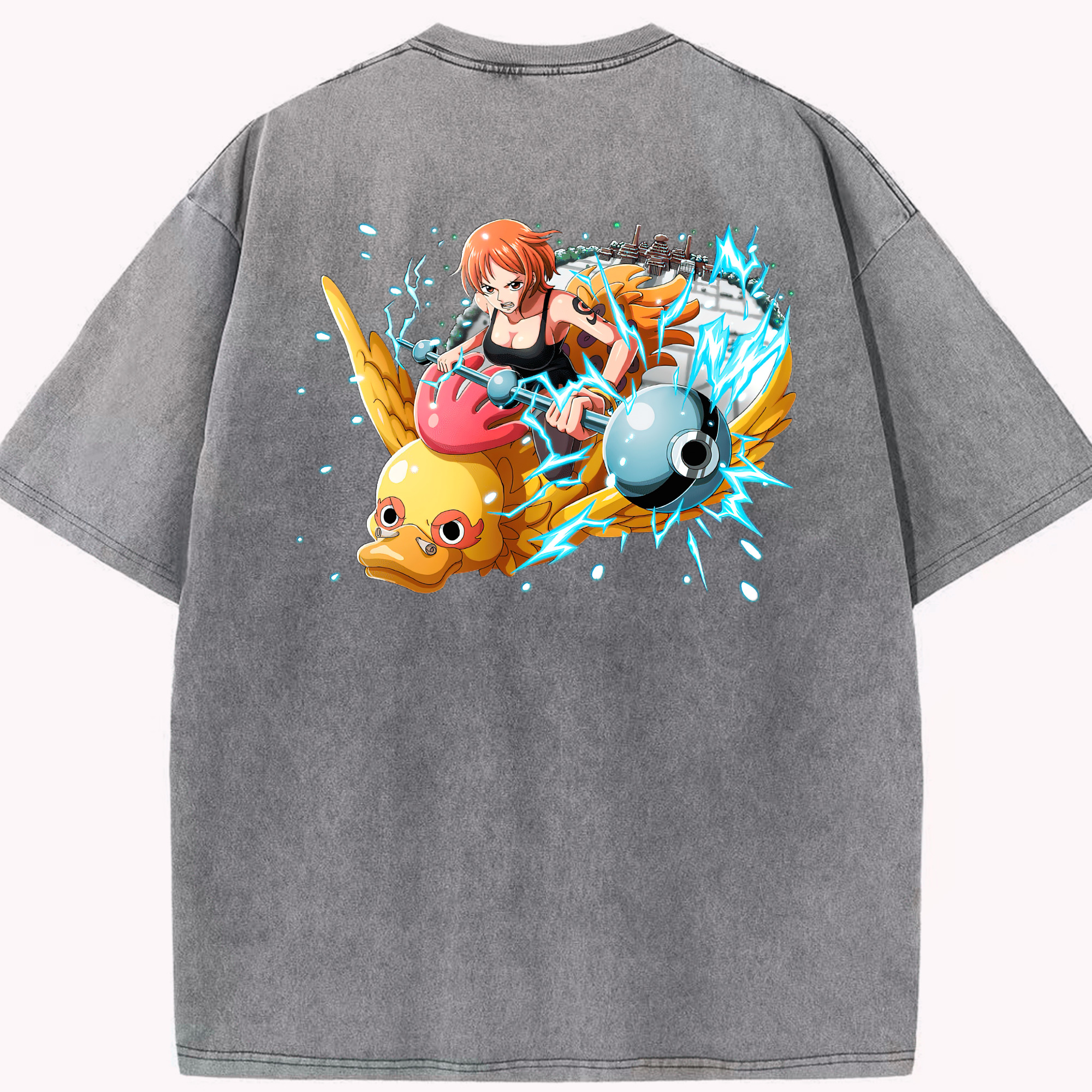 ワンピース ナミ ONE PIECE Nami 綿100% ヴィンテージ風 半袖Tシャツ（背面プリント）