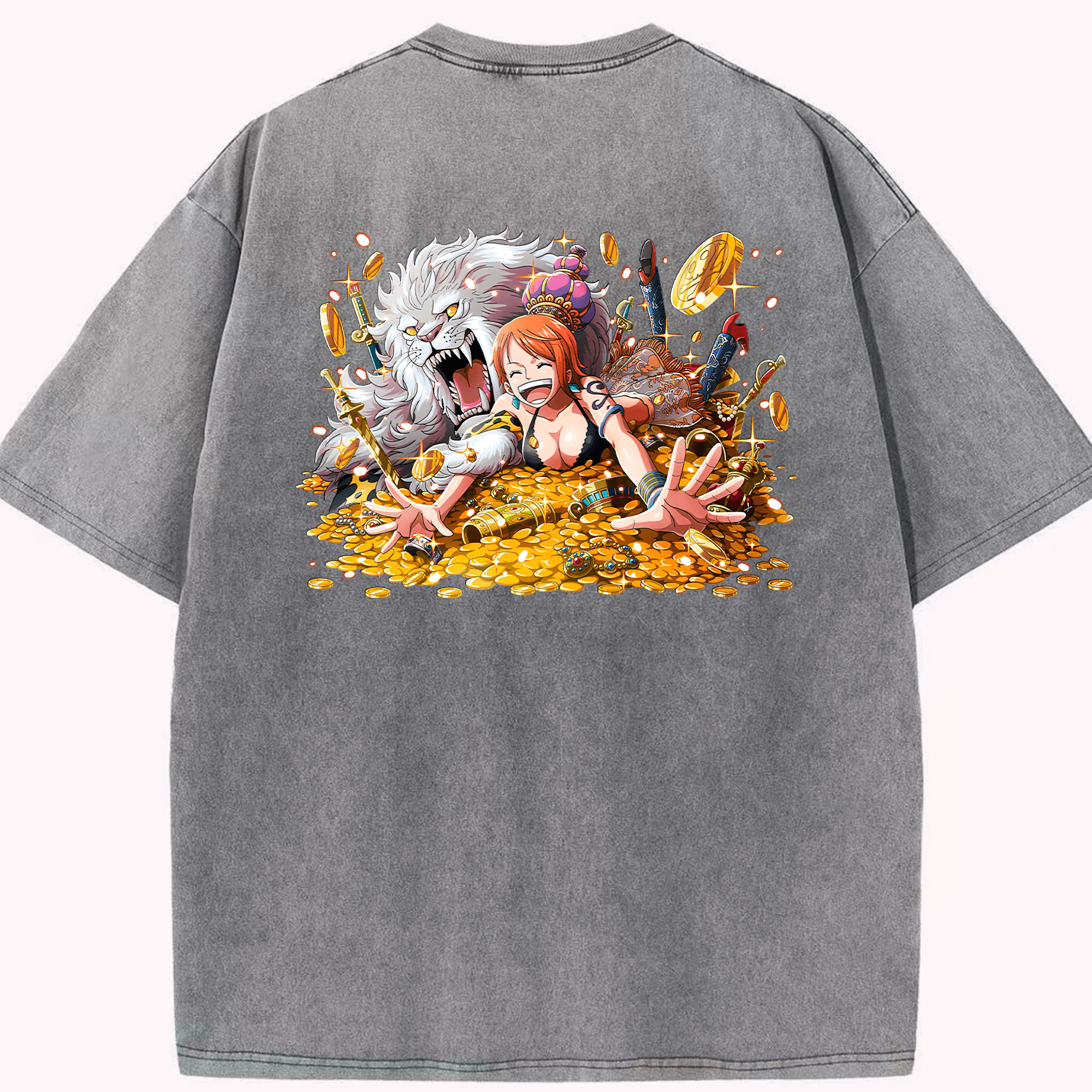 ワンピース ナミ ONE PIECE Nami 綿100% ヴィンテージ風 半袖Tシャツ（背面プリント）