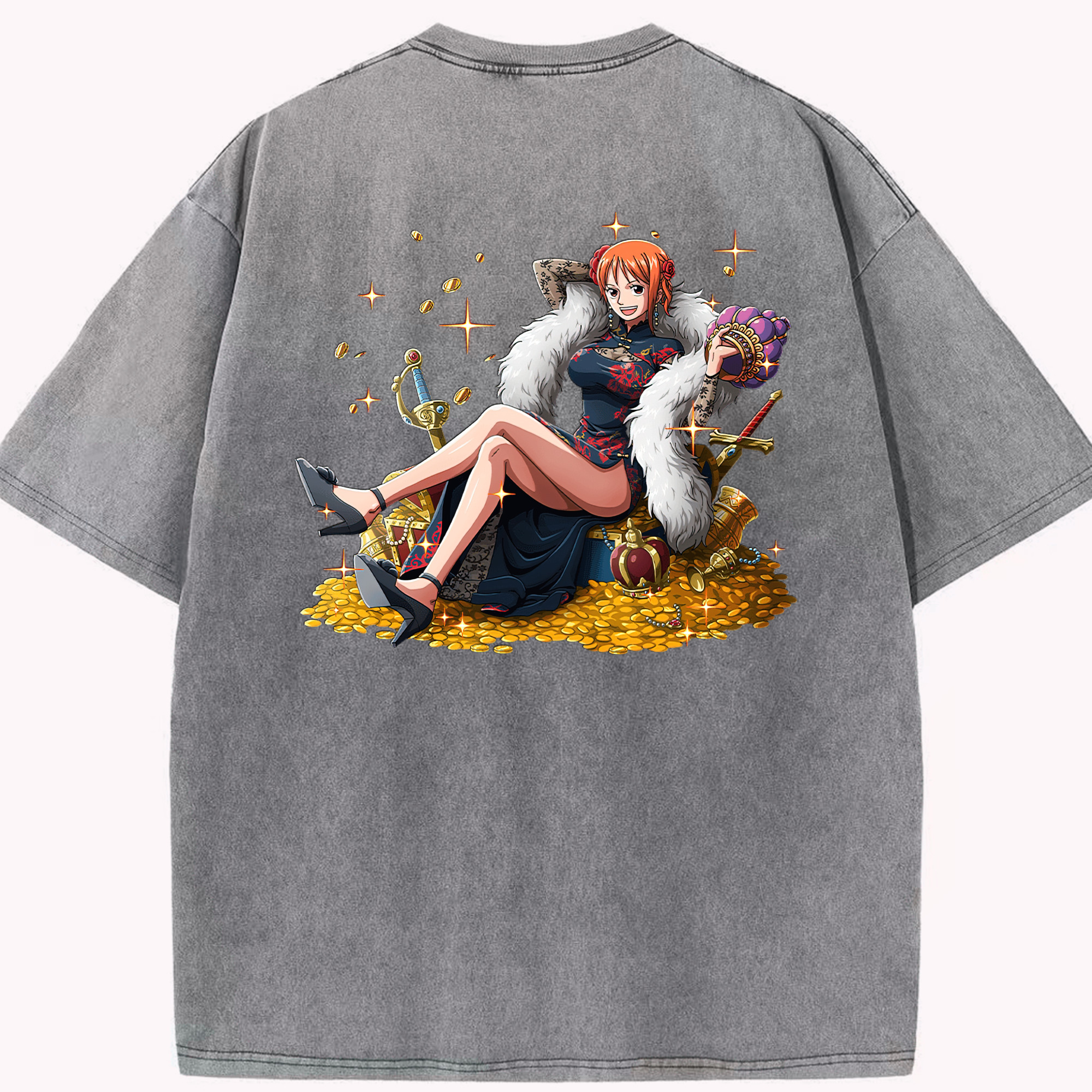 ワンピース ナミ ONE PIECE Nami 綿100% ヴィンテージ風 半袖Tシャツ（背面プリント）