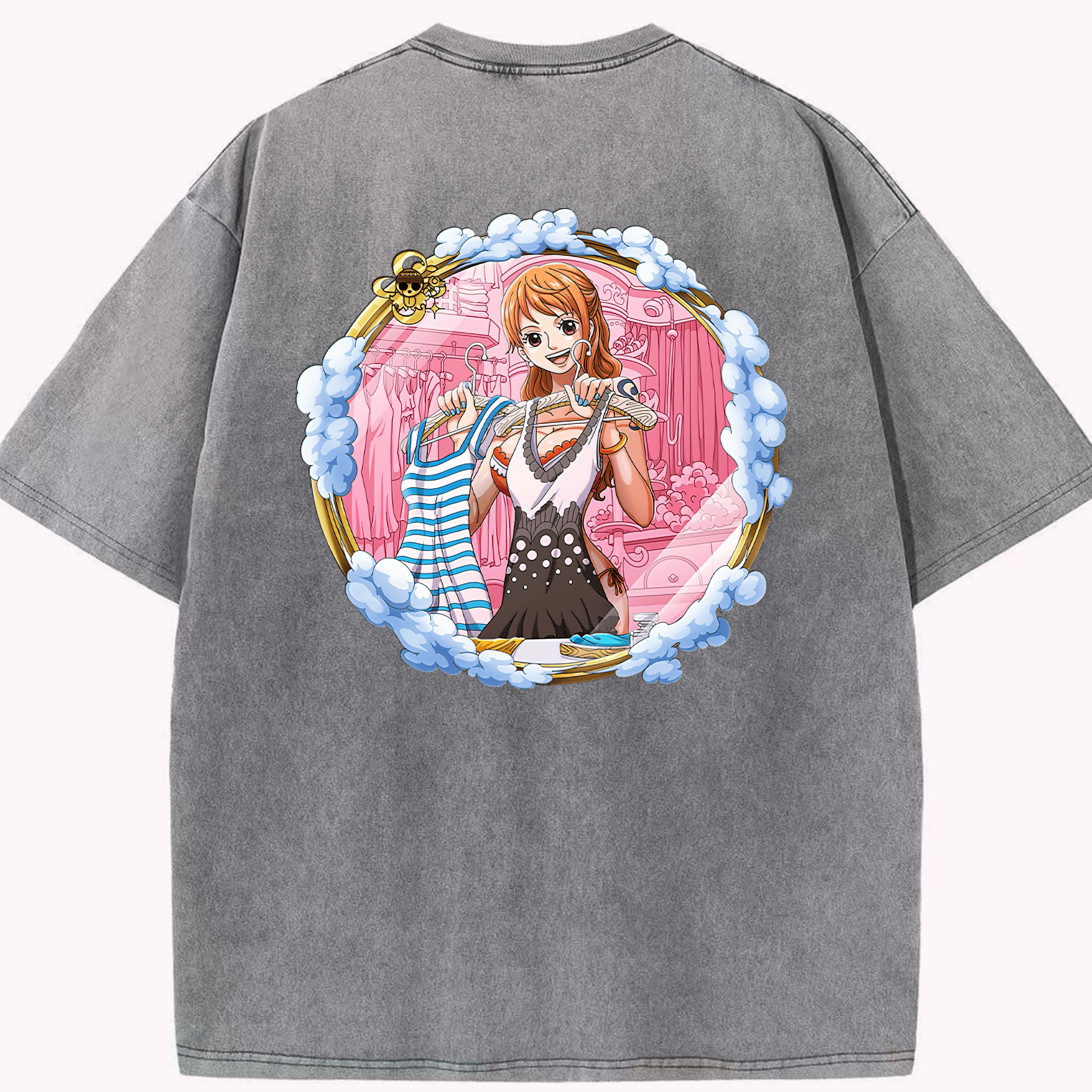 ワンピース ナミ ONE PIECE Nami 綿100% ヴィンテージ風 半袖Tシャツ（背面プリント）