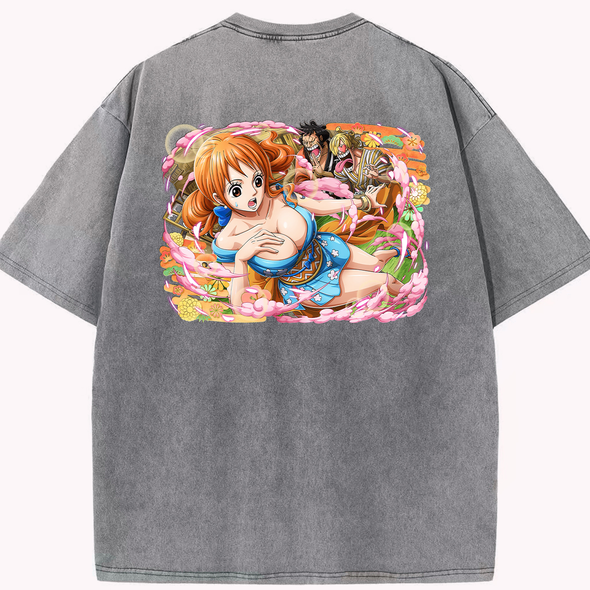 ワンピース ナミ ONE PIECE Nami 綿100% ヴィンテージ風 半袖Tシャツ（背面プリント）