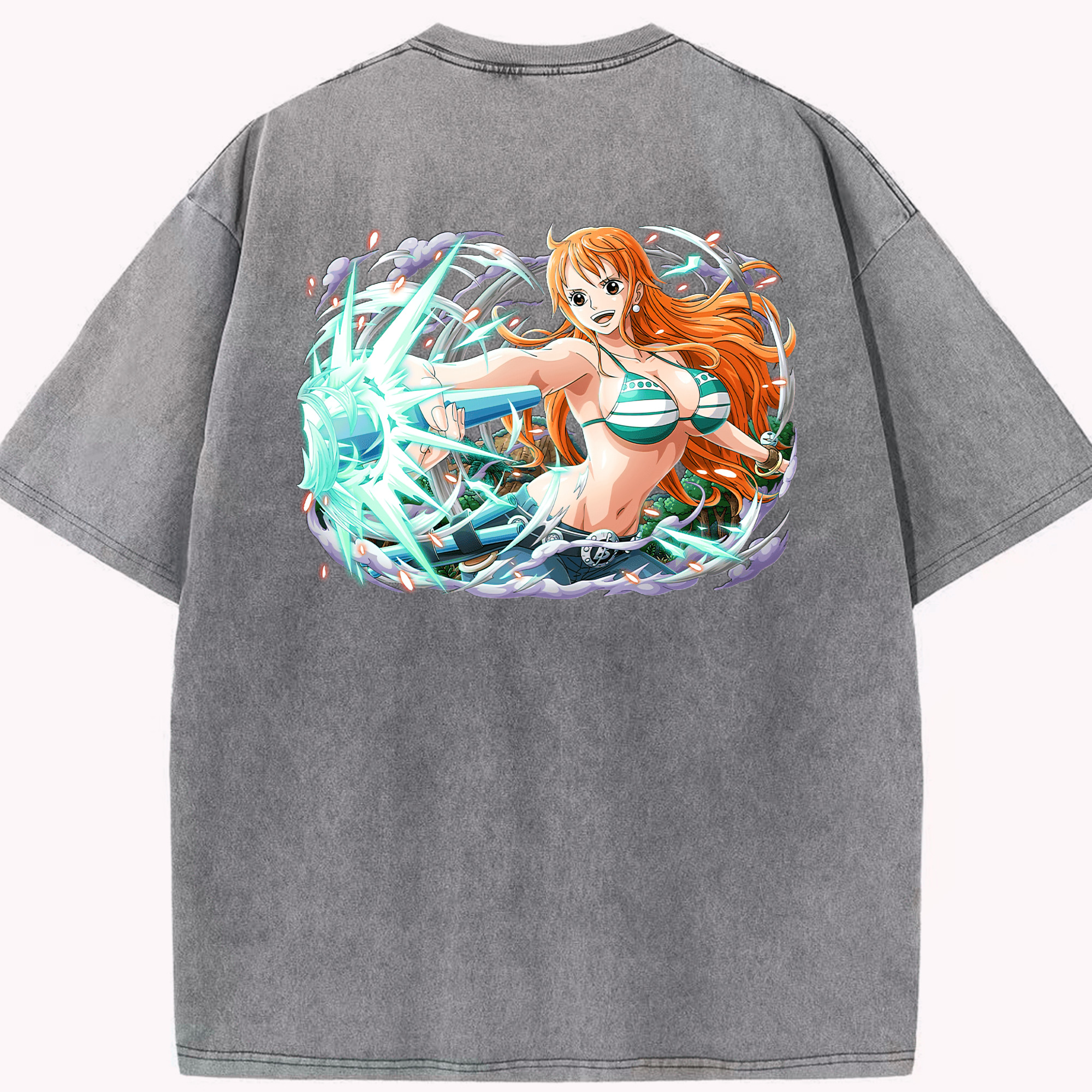 ワンピース ナミ ONE PIECE Nami 綿100% ヴィンテージ風 半袖Tシャツ（背面プリント）