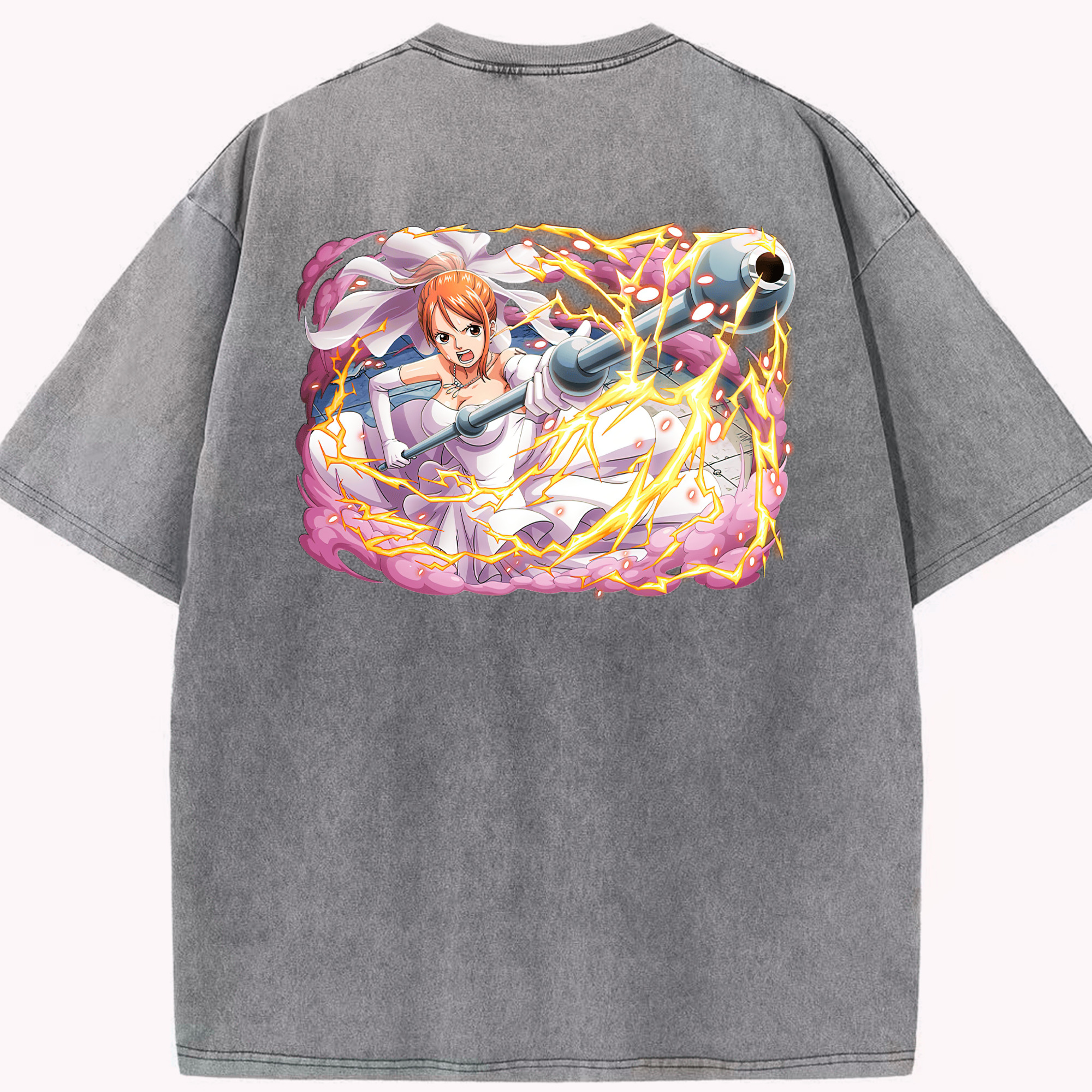 ワンピース ナミ ONE PIECE Nami 綿100% ヴィンテージ風 半袖Tシャツ（背面プリント）