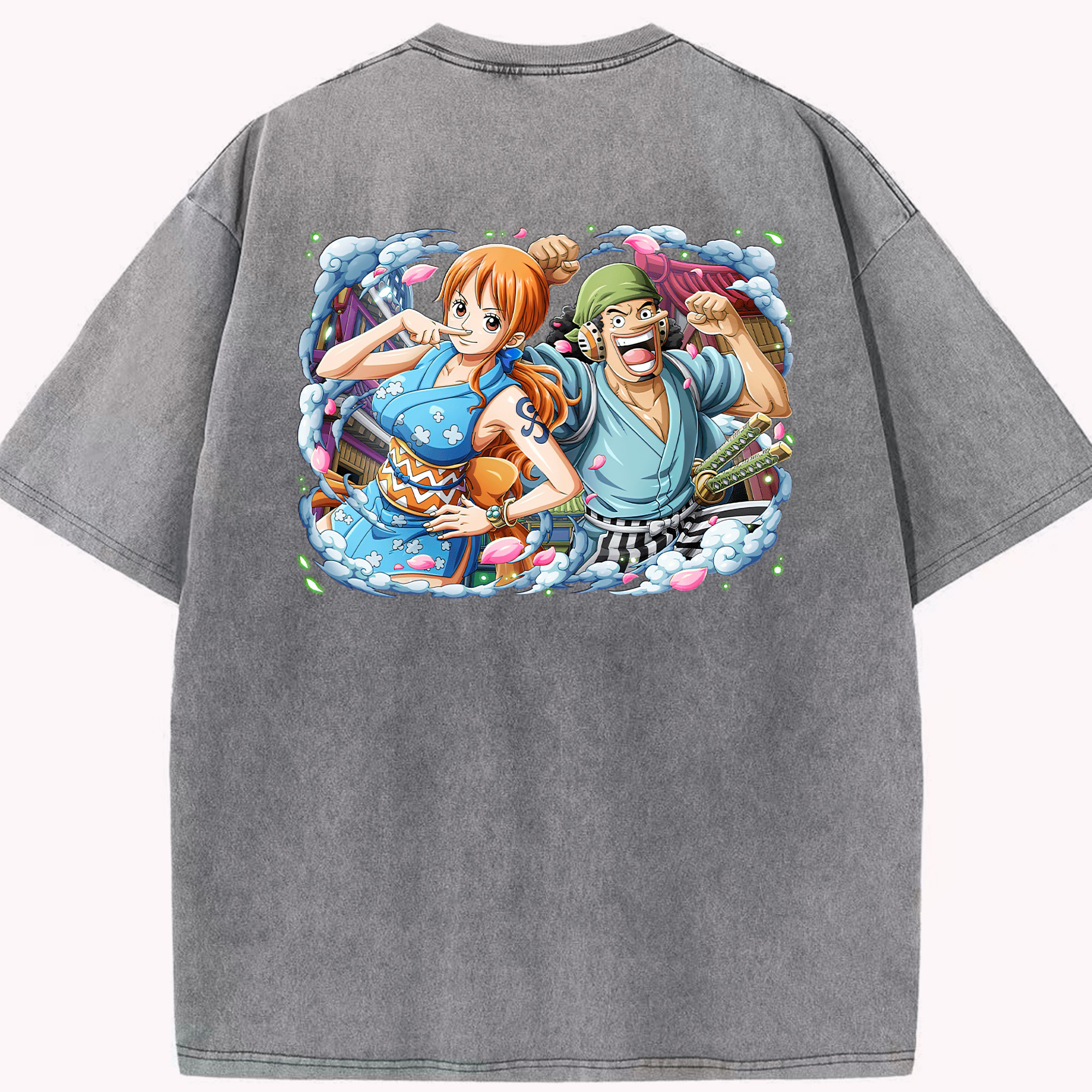 ワンピース ナミ ONE PIECE Nami 綿100% ヴィンテージ風 半袖Tシャツ（背面プリント）