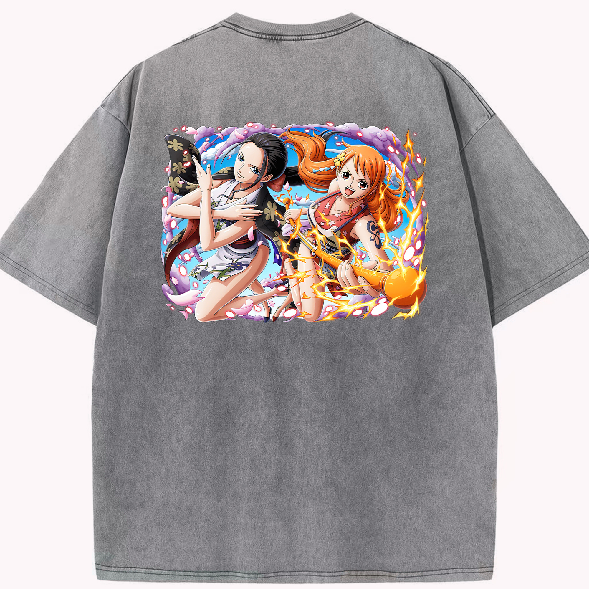 ワンピース ナミ ONE PIECE Nami 綿100% ヴィンテージ風 半袖Tシャツ（背面プリント）