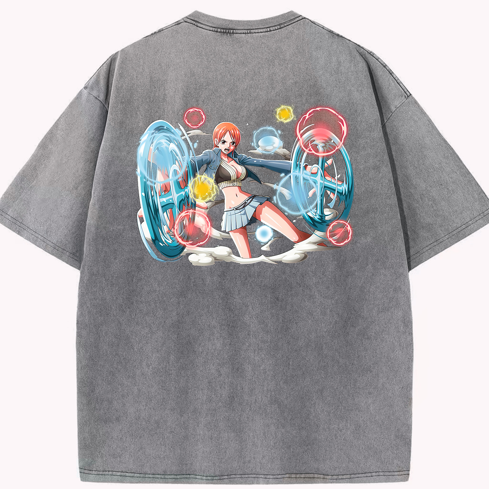 ワンピース ナミ ONE PIECE Nami 綿100% ヴィンテージ風 半袖Tシャツ（背面プリント）