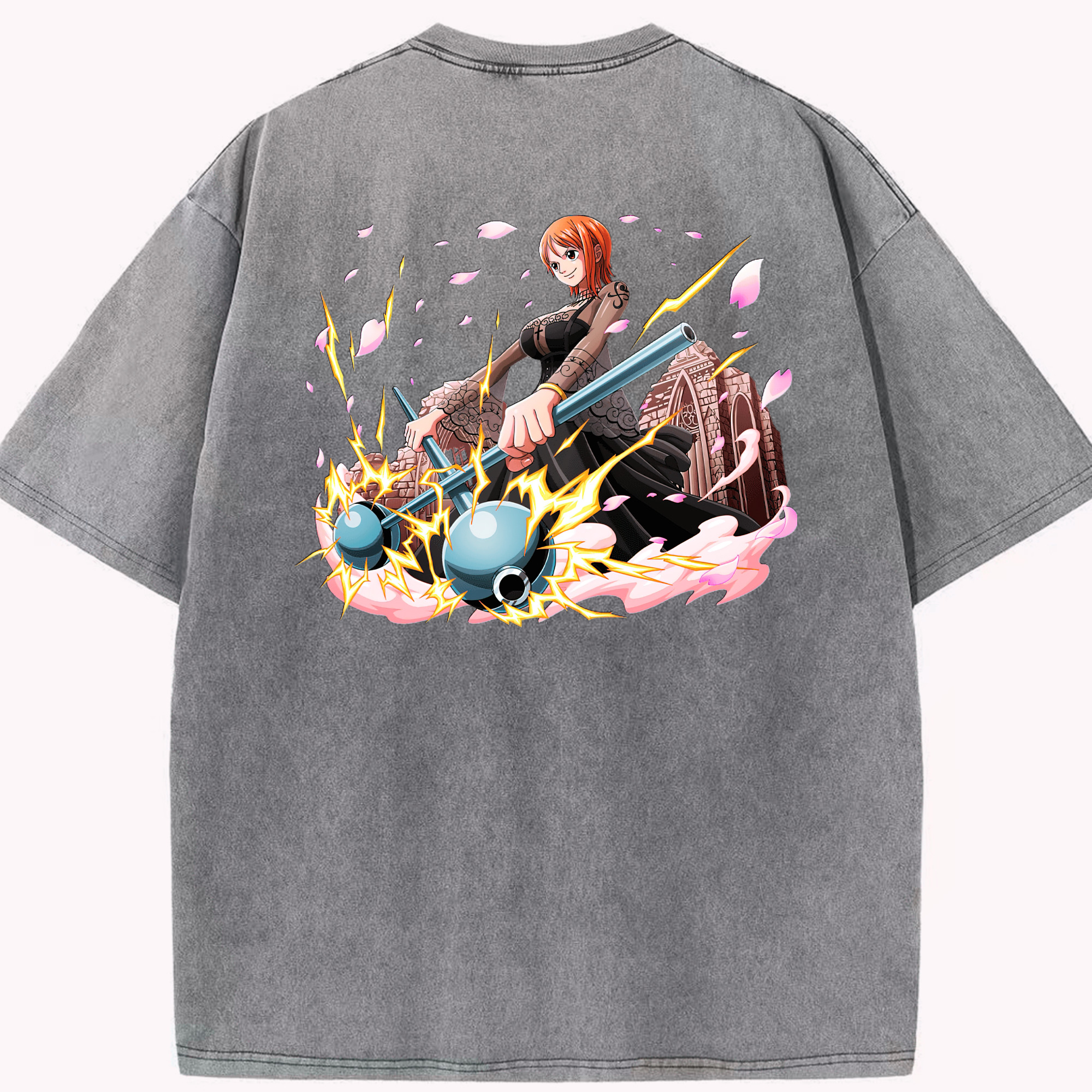 ワンピース ナミ ONE PIECE Nami 綿100% ヴィンテージ風 半袖Tシャツ（背面プリント）