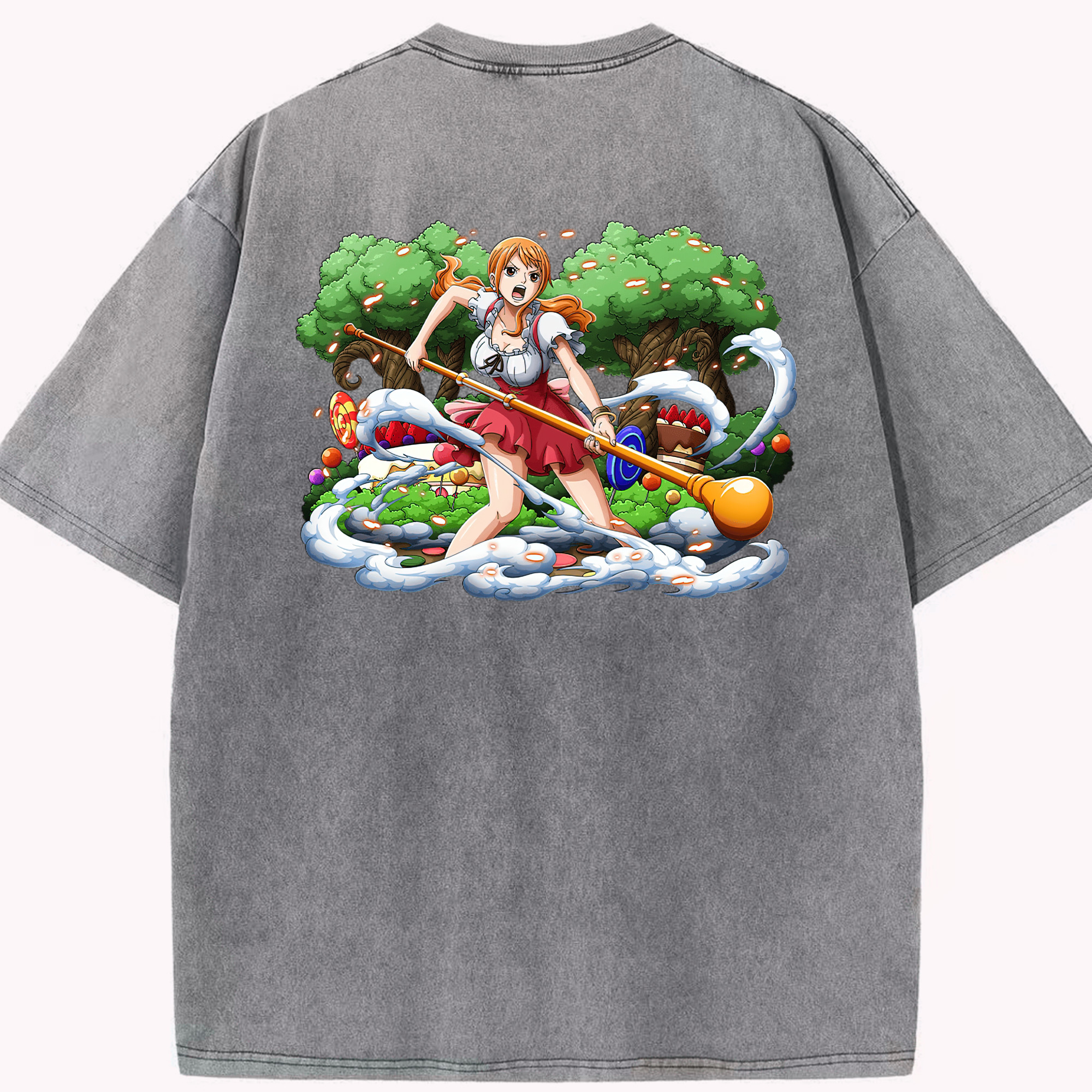 ワンピース ナミ ONE PIECE Nami 綿100% ヴィンテージ風 半袖Tシャツ（背面プリント）
