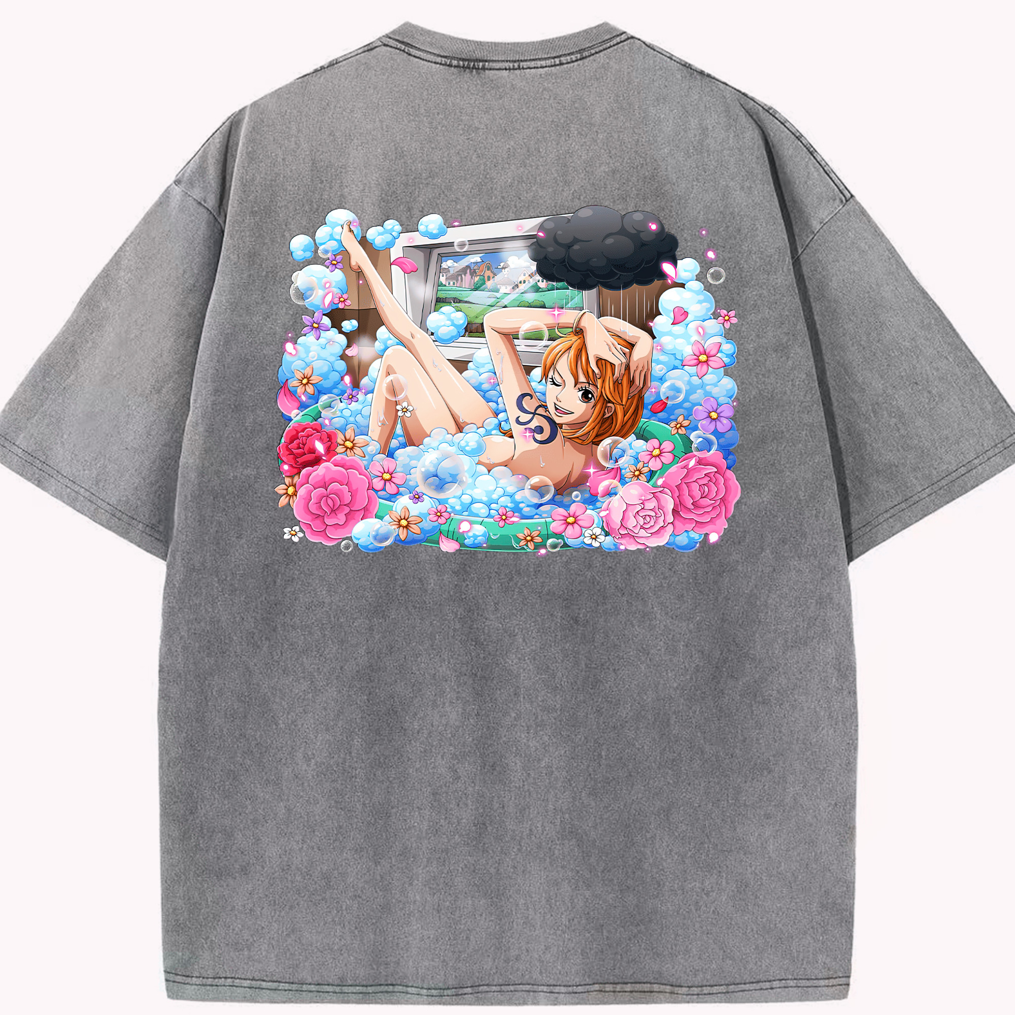 ワンピース ナミ ONE PIECE Nami 綿100% ヴィンテージ風 半袖Tシャツ（背面プリント）