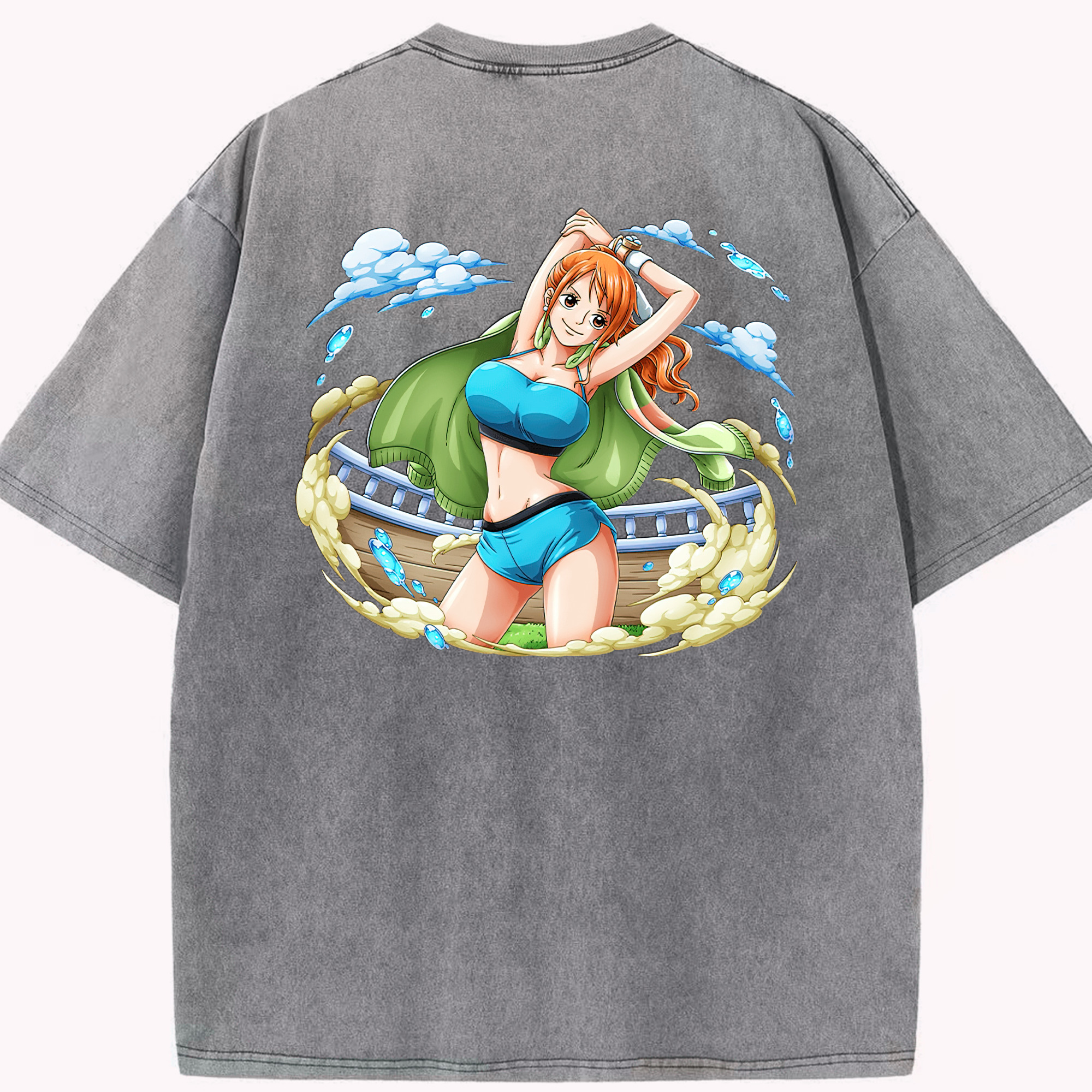 ワンピース ナミ ONE PIECE Nami 綿100% ヴィンテージ風 半袖Tシャツ（背面プリント）