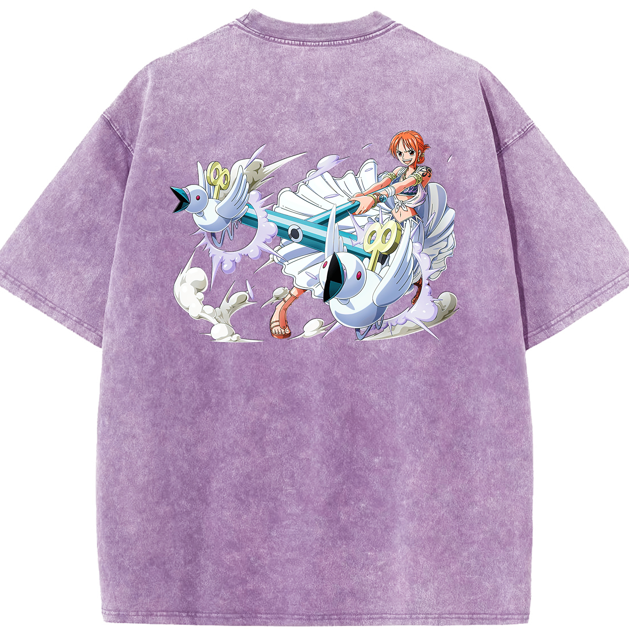 ワンピース ナミ ONE PIECE Nami 綿100% ヴィンテージ風 半袖Tシャツ（背面プリント）