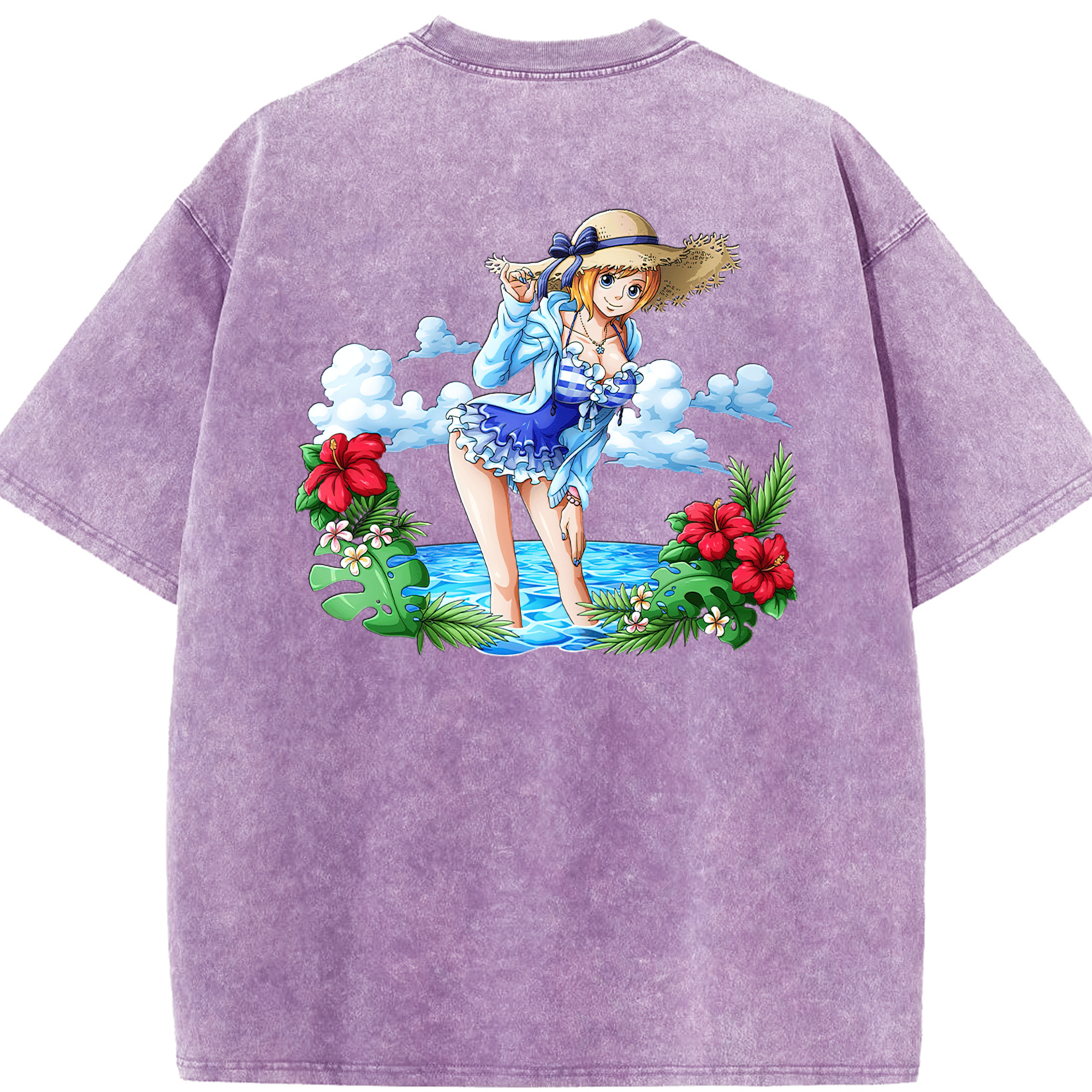 ワンピース ナミ ONE PIECE Nami 綿100% ヴィンテージ風 半袖Tシャツ（背面プリント）