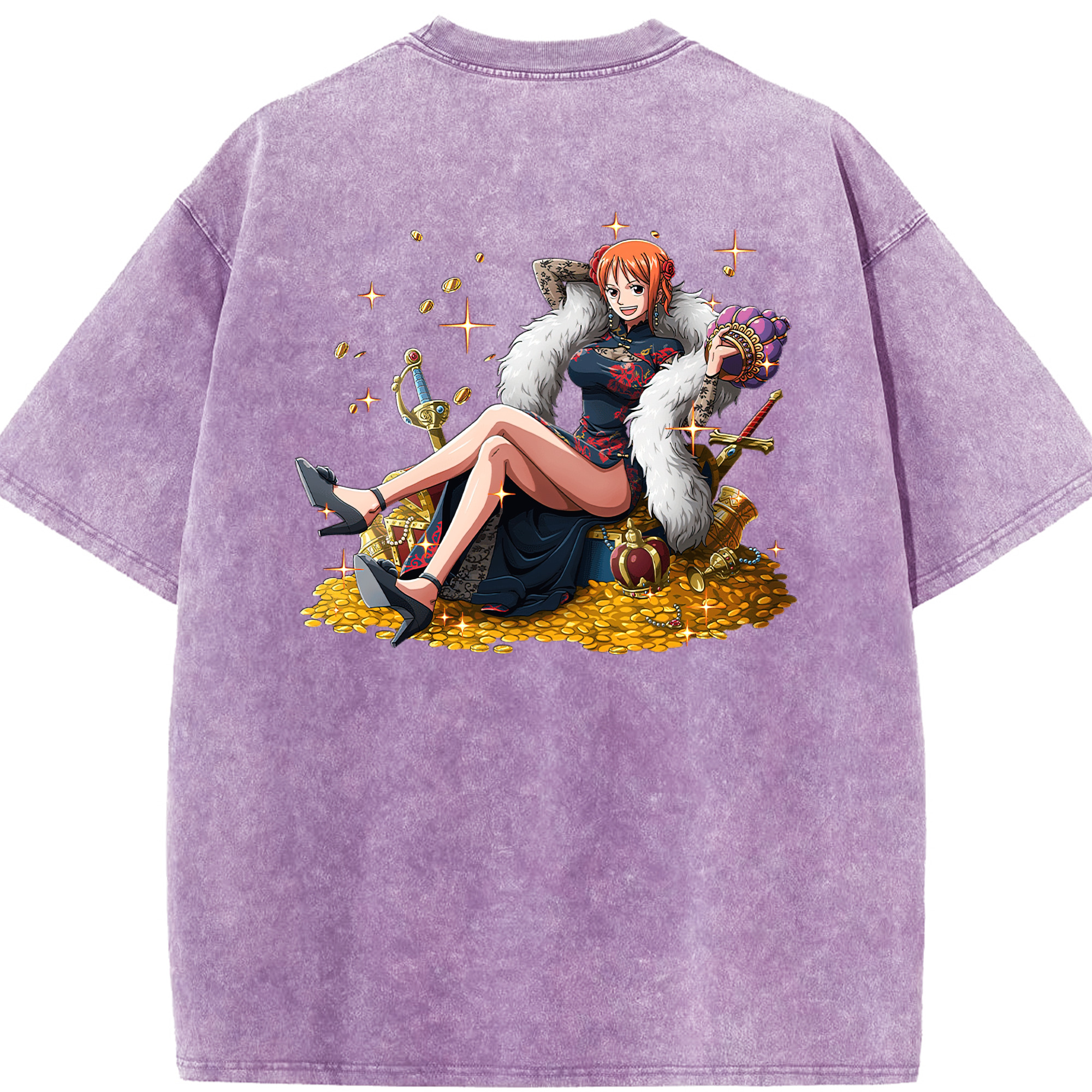 ワンピース ナミ ONE PIECE Nami 綿100% ヴィンテージ風 半袖Tシャツ（背面プリント）