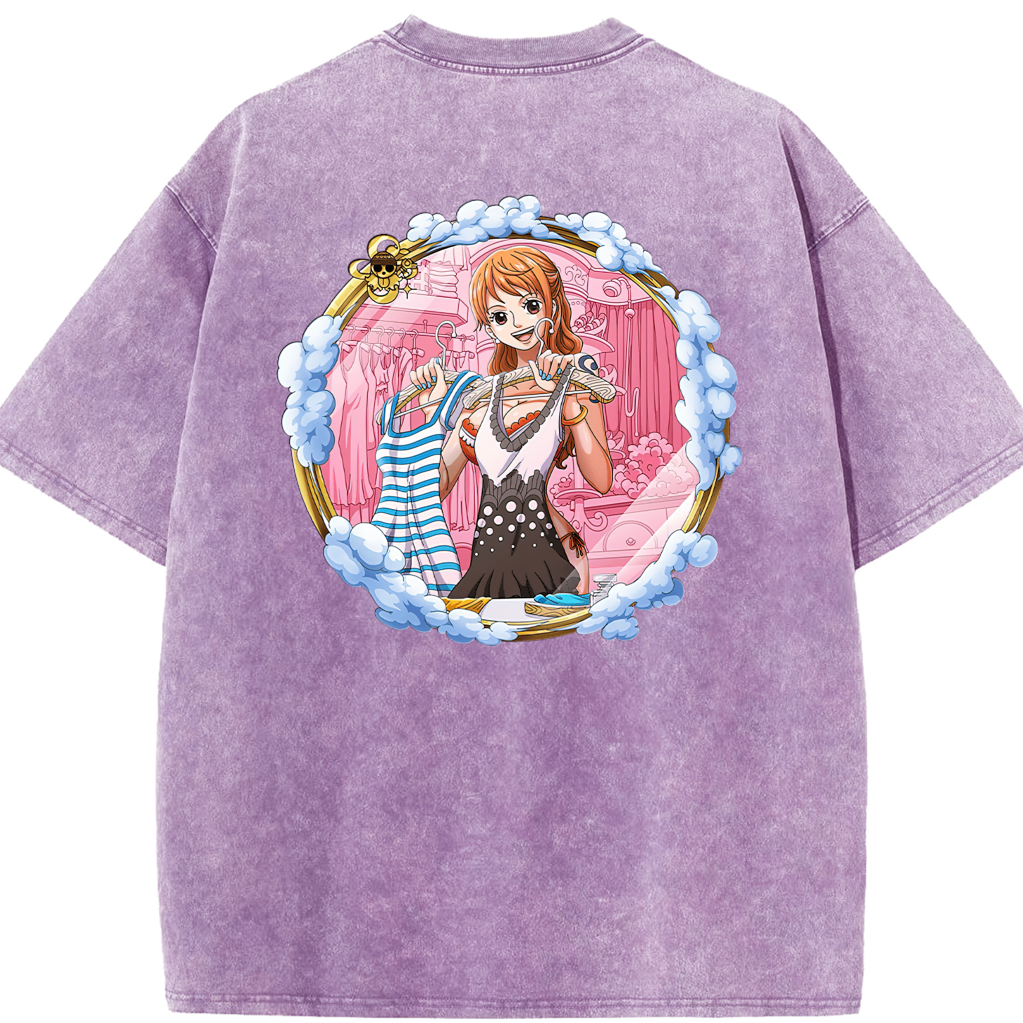 ワンピース ナミ ONE PIECE Nami 綿100% ヴィンテージ風 半袖Tシャツ（背面プリント）