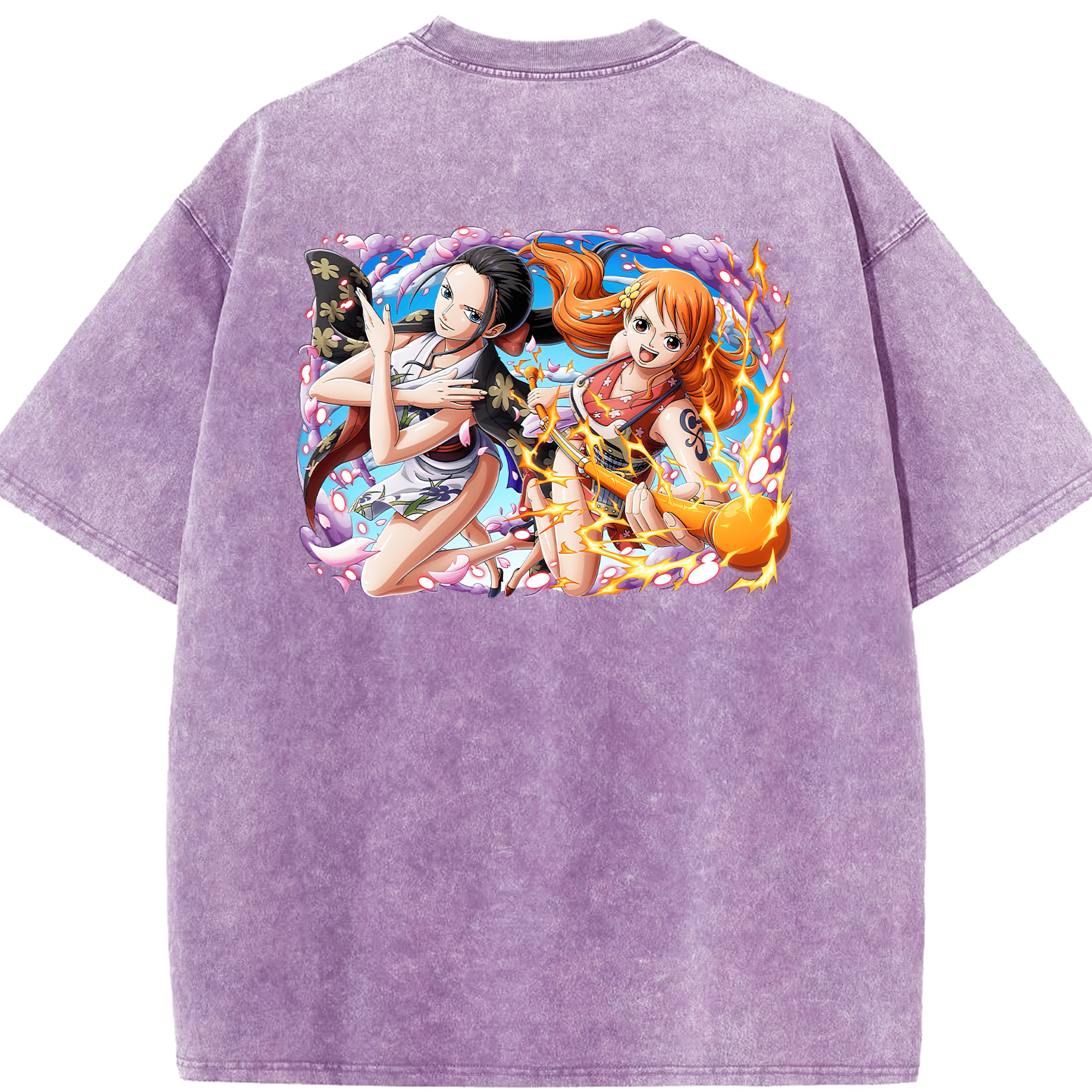 ワンピース ナミ ONE PIECE Nami 綿100% ヴィンテージ風 半袖Tシャツ（背面プリント）