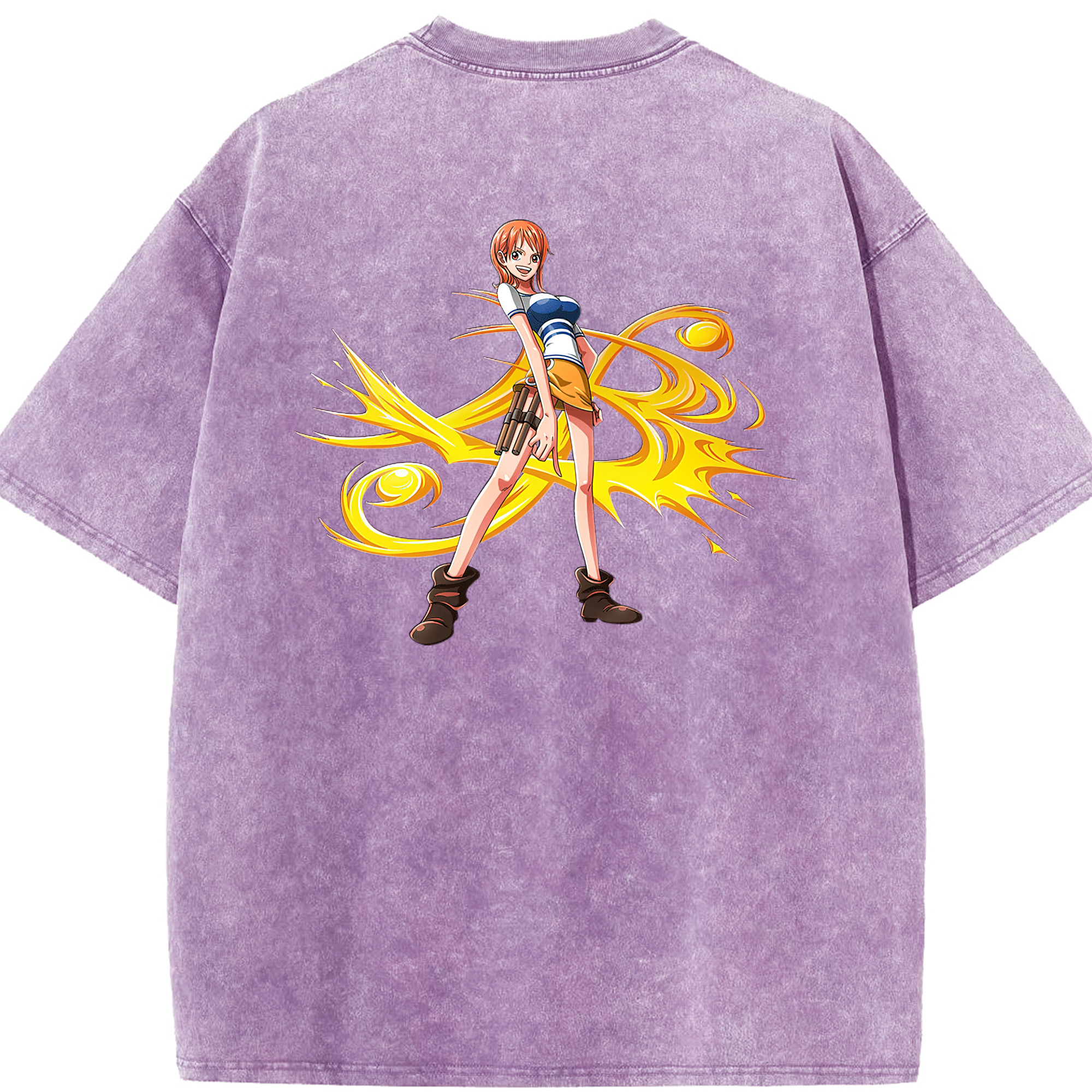 （画像用） ワンピース ナミ ONE PIECE Nami 綿100% ヴィンテージ風 半袖Tシャツ（背面プリント）
