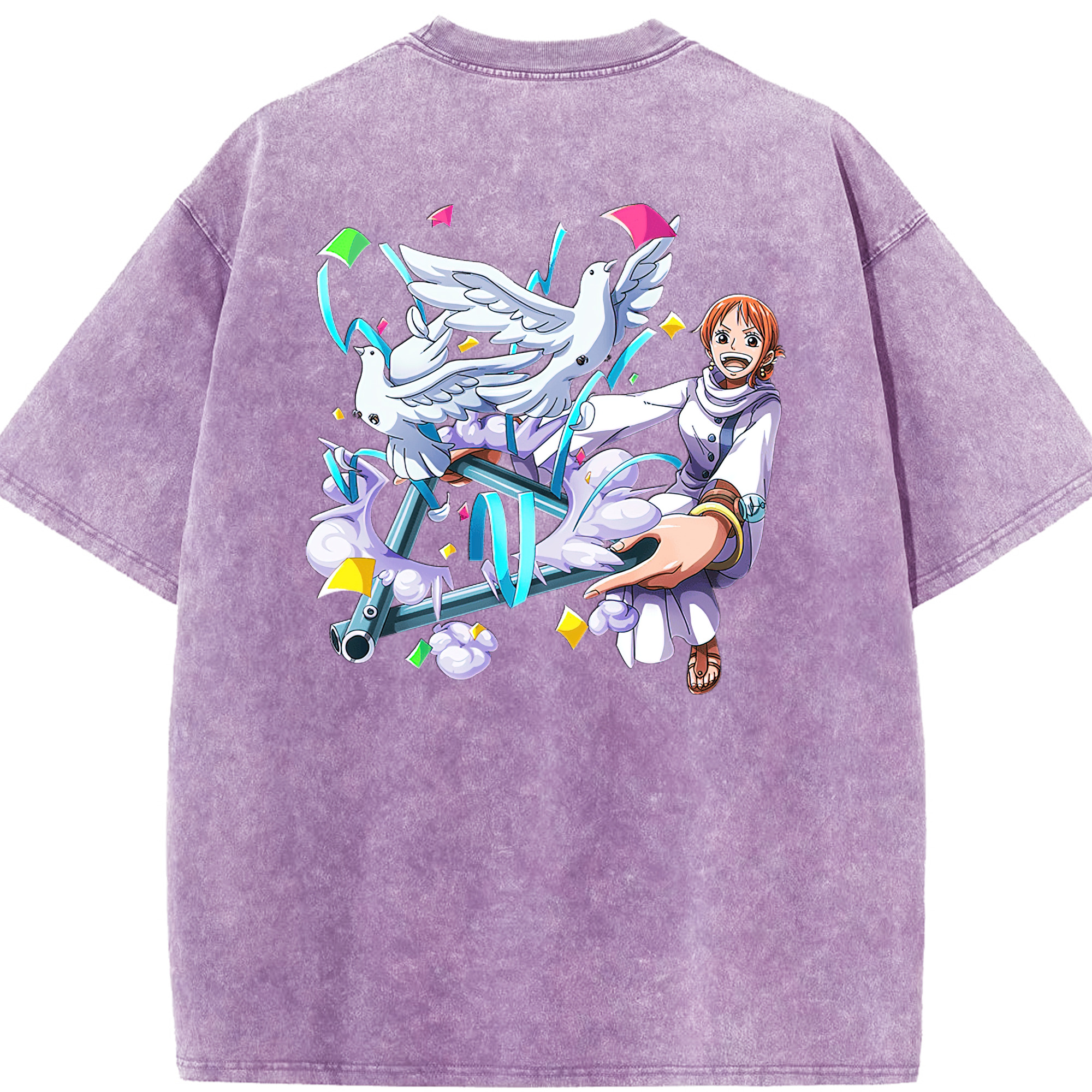 ワンピース ナミ ONE PIECE Nami 綿100% ヴィンテージ風 半袖Tシャツ（背面プリント）