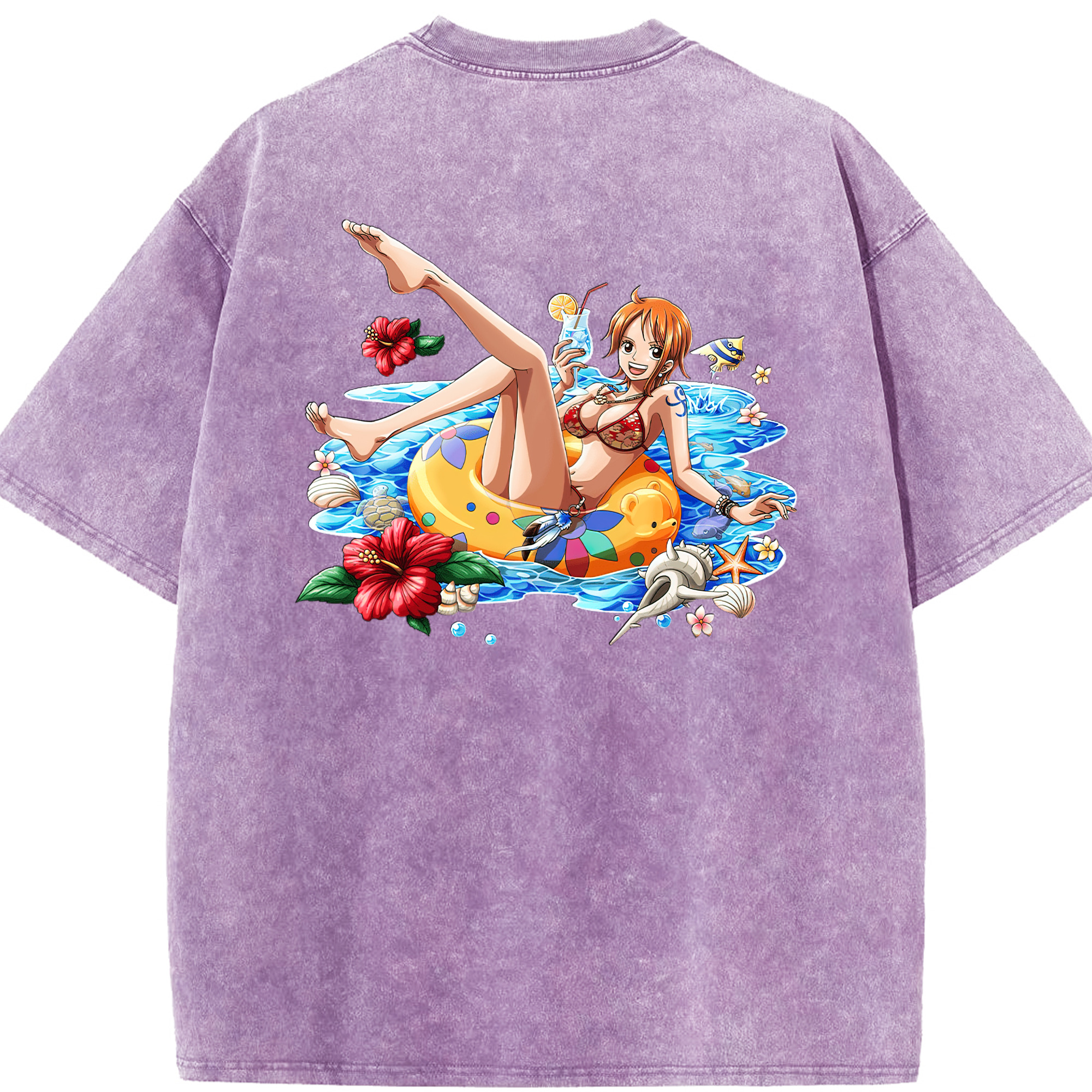 ワンピース ナミ ONE PIECE Nami 綿100% ヴィンテージ風 半袖Tシャツ（背面プリント）