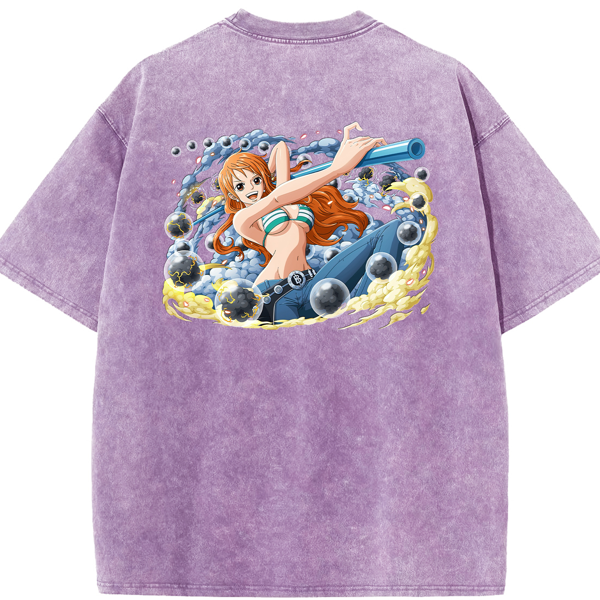 ワンピース ナミ ONE PIECE Nami 綿100% ヴィンテージ風 半袖Tシャツ（背面プリント）