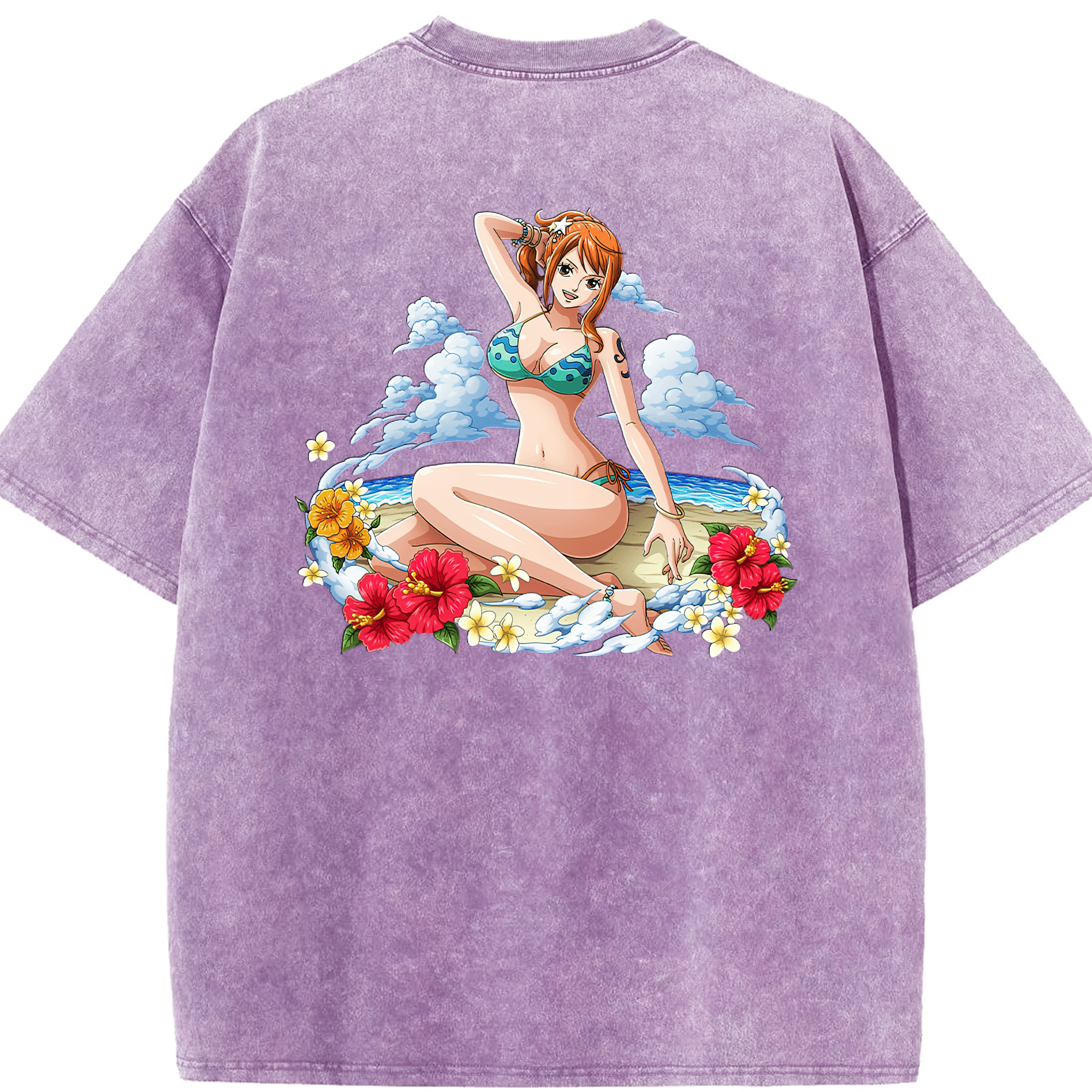 ワンピース ナミ ONE PIECE Nami 綿100% ヴィンテージ風 半袖Tシャツ（背面プリント）