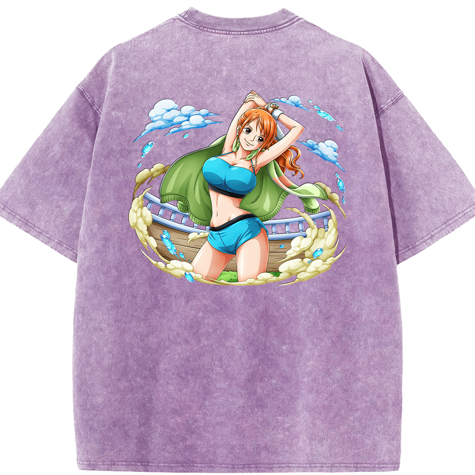ワンピース ナミ ONE PIECE Nami 綿100% ヴィンテージ風 半袖Tシャツ（背面プリント）