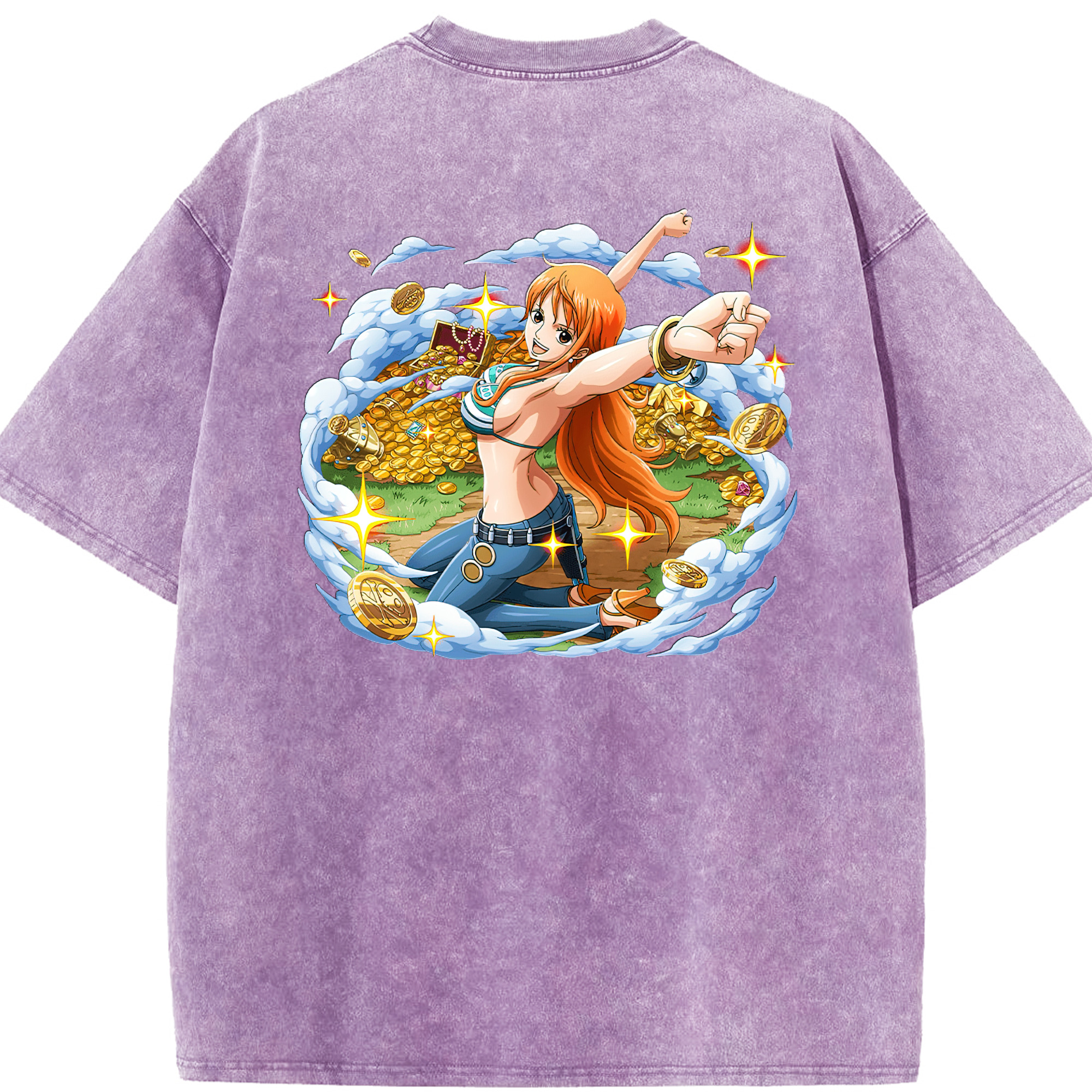 ワンピース ナミ ONE PIECE Nami 綿100% ヴィンテージ風 半袖Tシャツ（背面プリント）