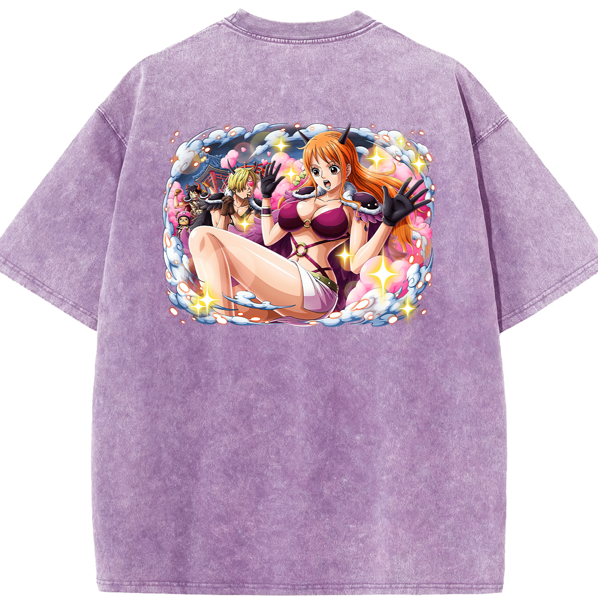 ワンピース ナミ ONE PIECE Nami 綿100% ヴィンテージ風 半袖Tシャツ（背面プリント）