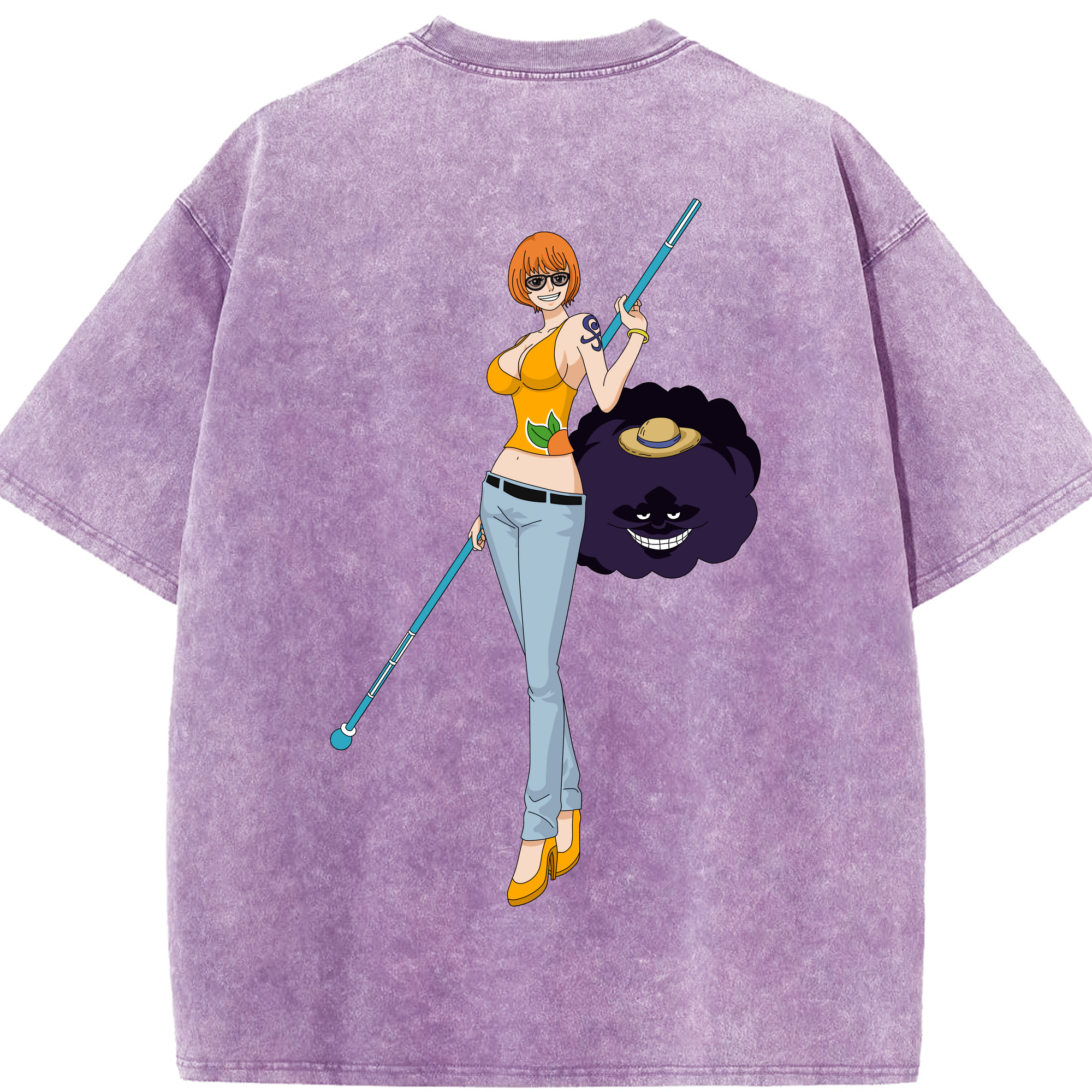 ワンピース ナミ ONE PIECE Nami 綿100% ヴィンテージ風 半袖Tシャツ（背面プリント）