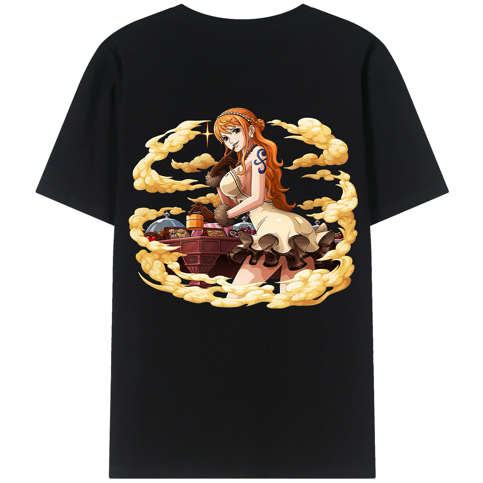（画像用） ワンピース ナミ ONE PIECE Nami 綿100％ メンズ半袖Tシャツ（バックプリント） 通気性