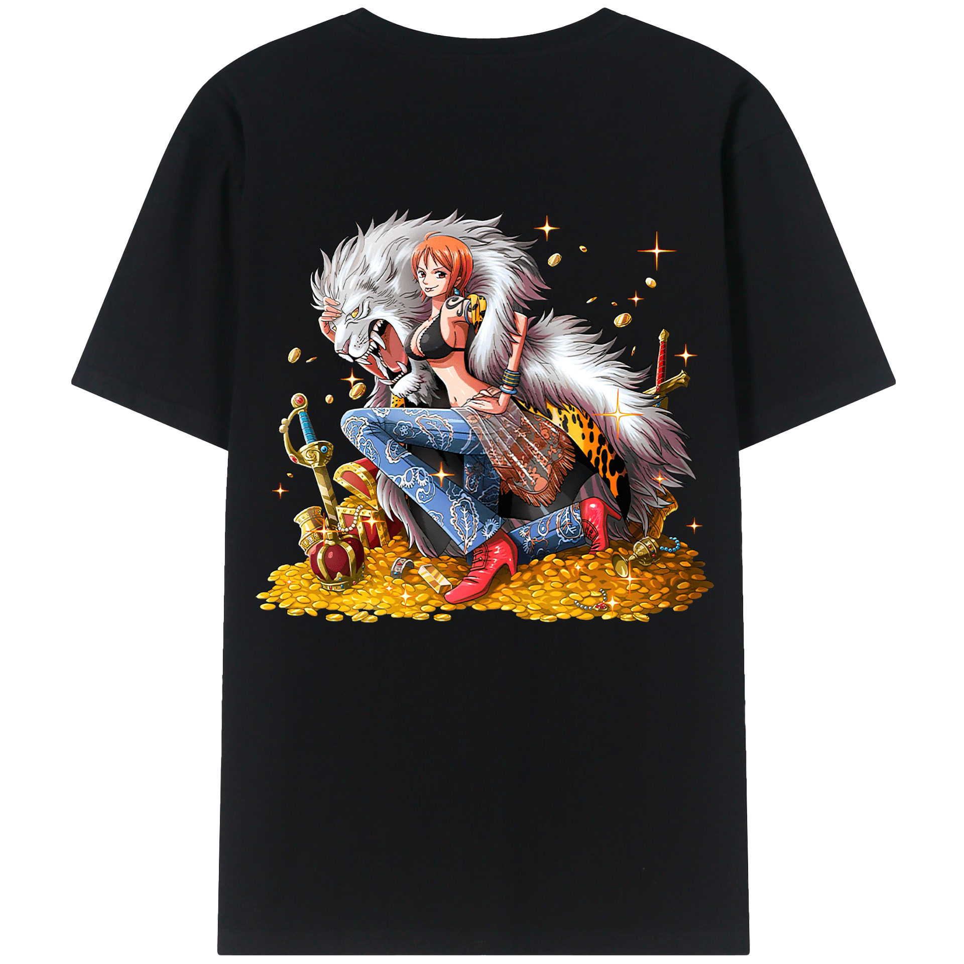 （画像用） ワンピース ナミ ONE PIECE Nami 綿100％ メンズ半袖Tシャツ（バックプリント） 通気性