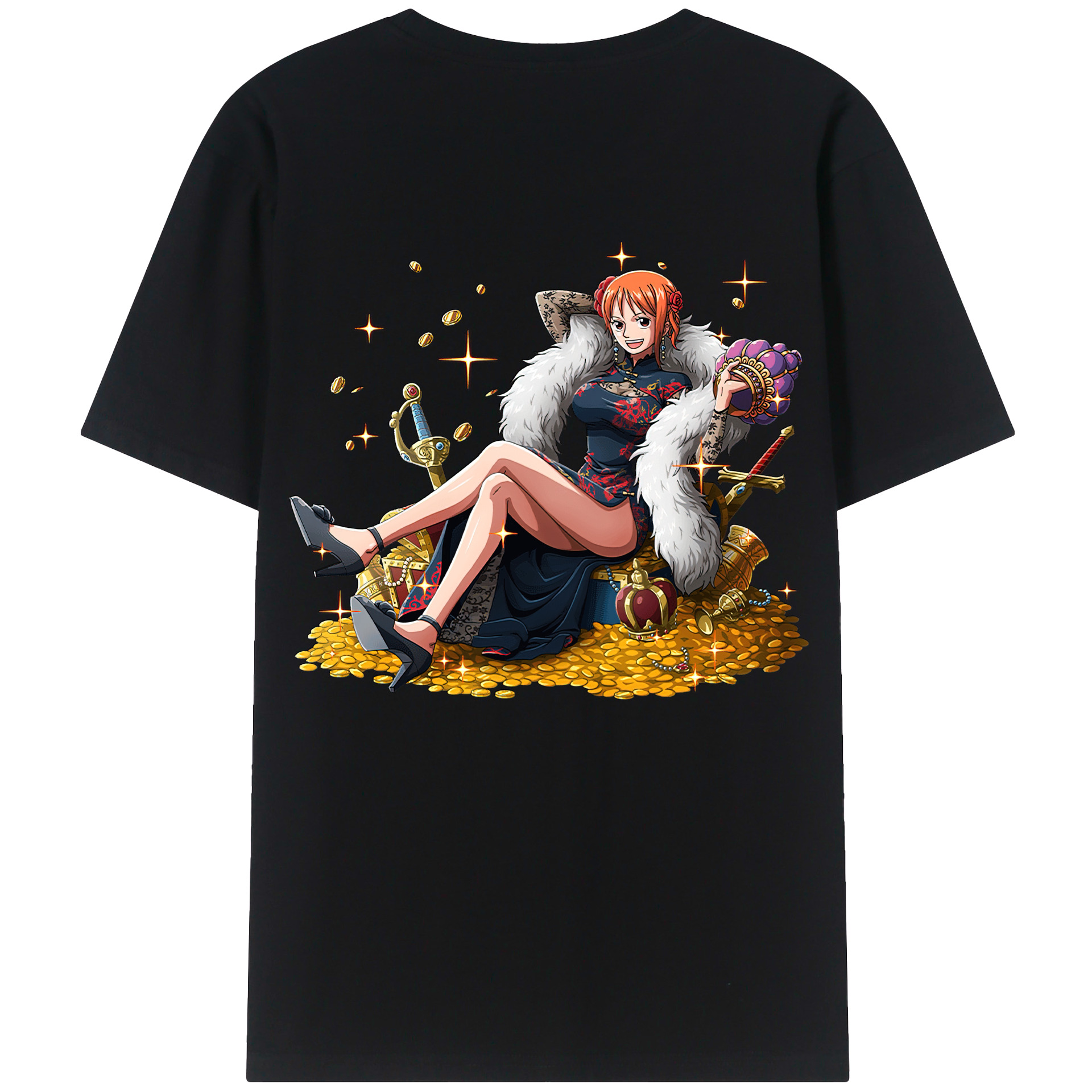 （画像用） ワンピース ナミ ONE PIECE Nami 綿100％ メンズ半袖Tシャツ（バックプリント） 通気性