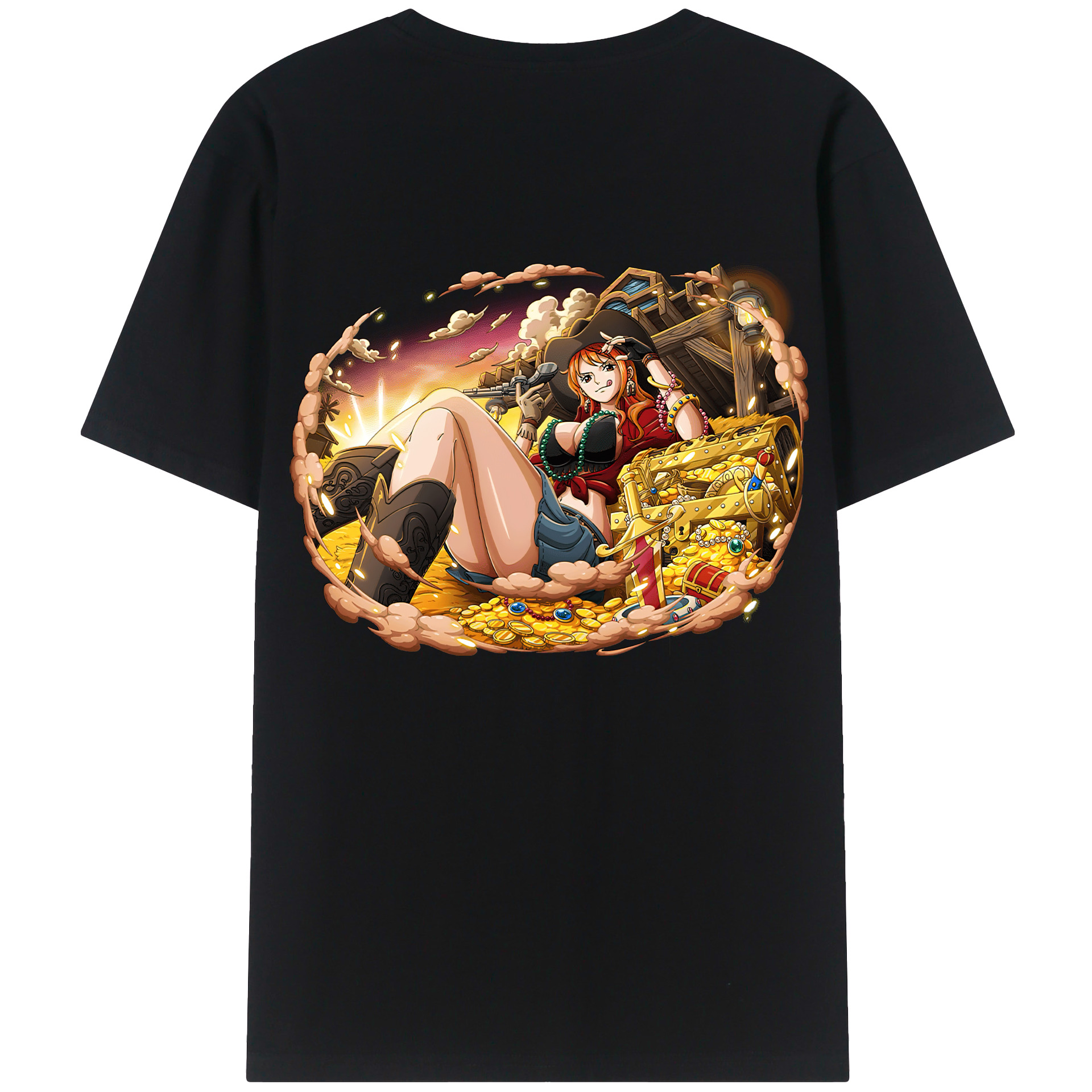（画像用） ワンピース ナミ ONE PIECE Nami 綿100％ メンズ半袖Tシャツ（バックプリント） 通気性