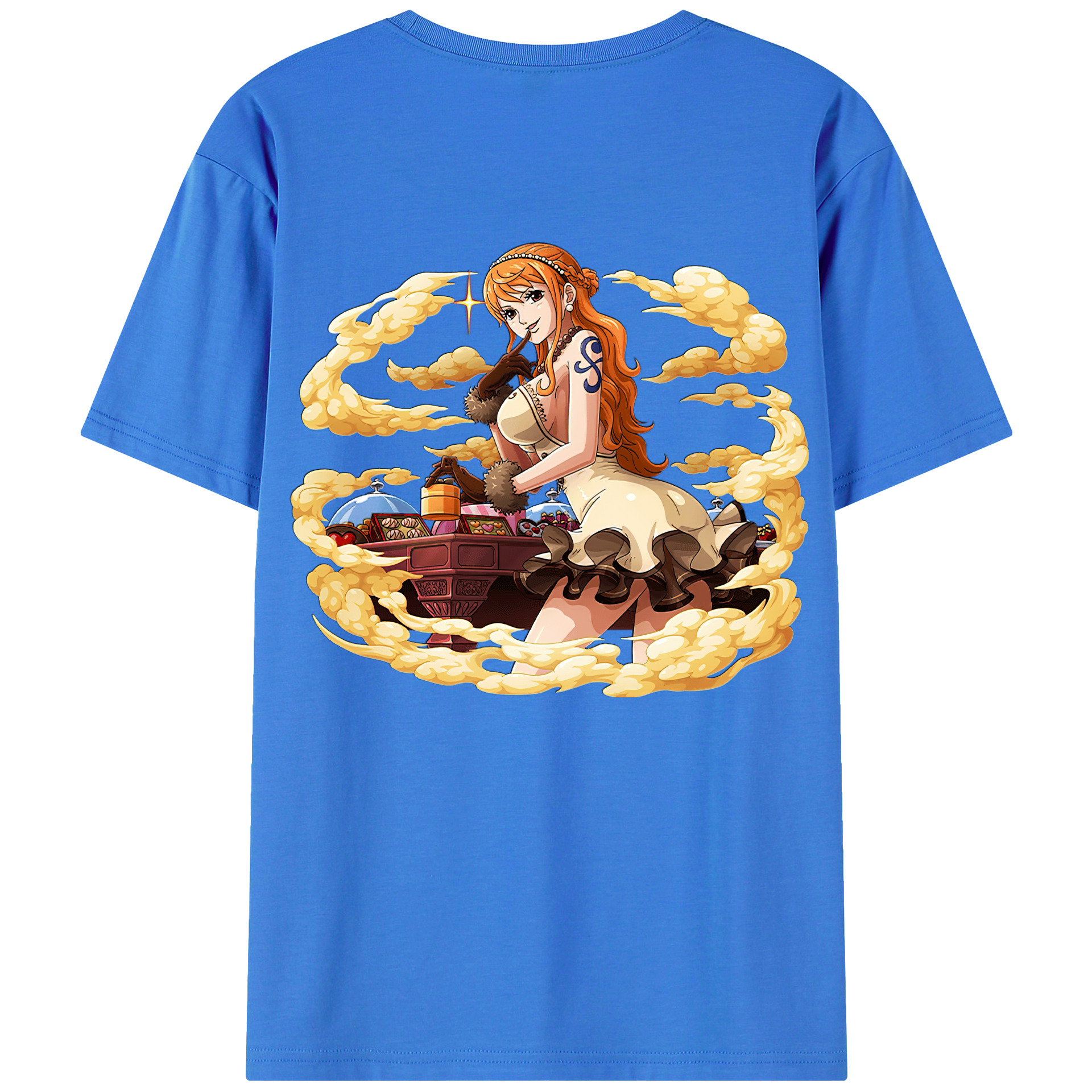 （画像用） ワンピース ナミ ONE PIECE Nami 綿100％ メンズ半袖Tシャツ（バックプリント） 通気性