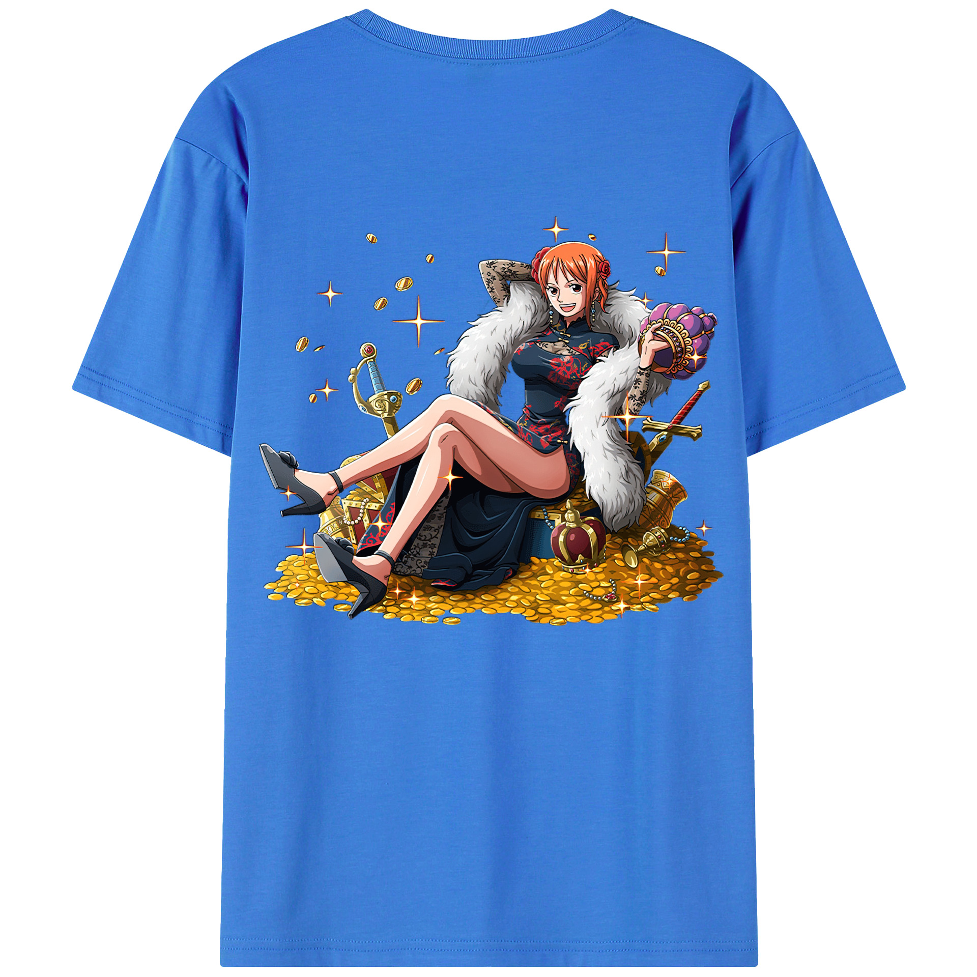（画像用） ワンピース ナミ ONE PIECE Nami 綿100％ メンズ半袖Tシャツ（バックプリント） 通気性