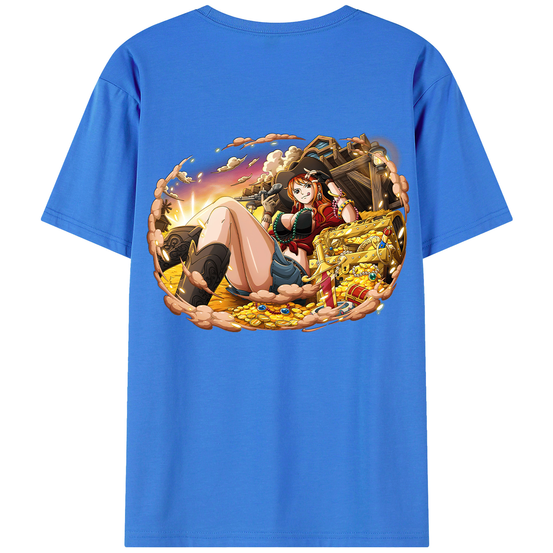 （画像用） ワンピース ナミ ONE PIECE Nami 綿100％ メンズ半袖Tシャツ（バックプリント） 通気性