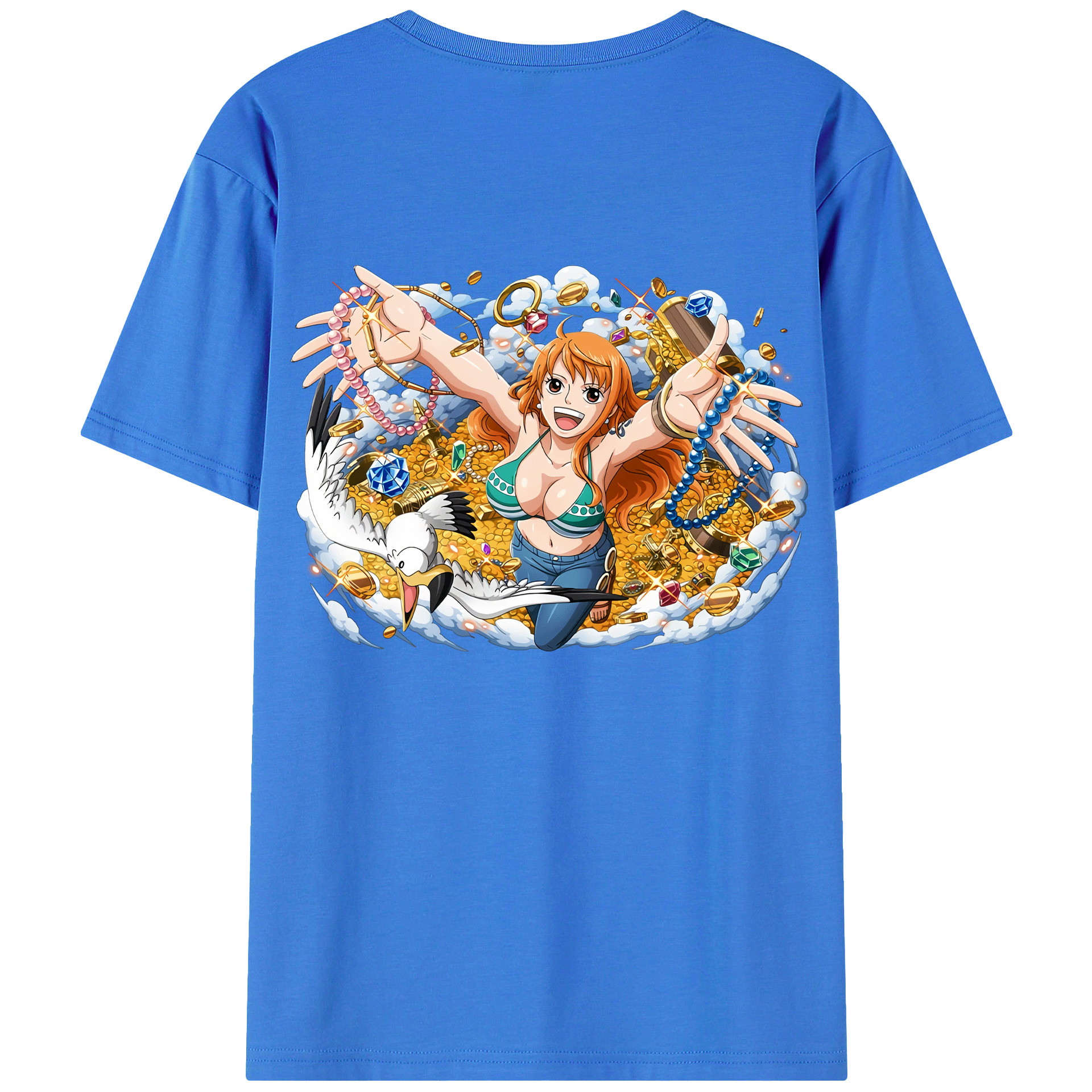 （画像用） ワンピース ナミ ONE PIECE Nami 綿100％ メンズ半袖Tシャツ（バックプリント） 通気性