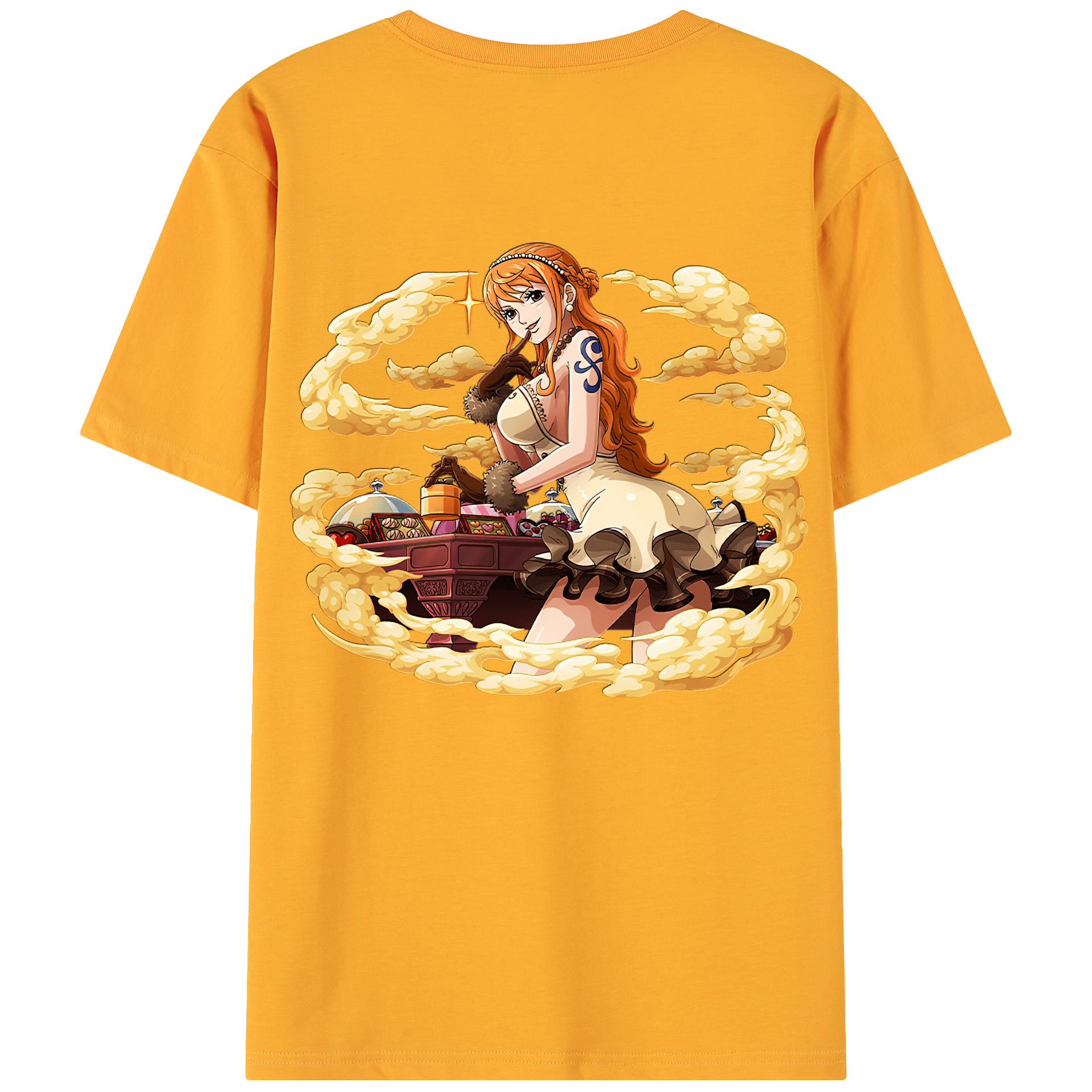（画像用） ワンピース ナミ ONE PIECE Nami 綿100％ メンズ半袖Tシャツ（バックプリント） 通気性