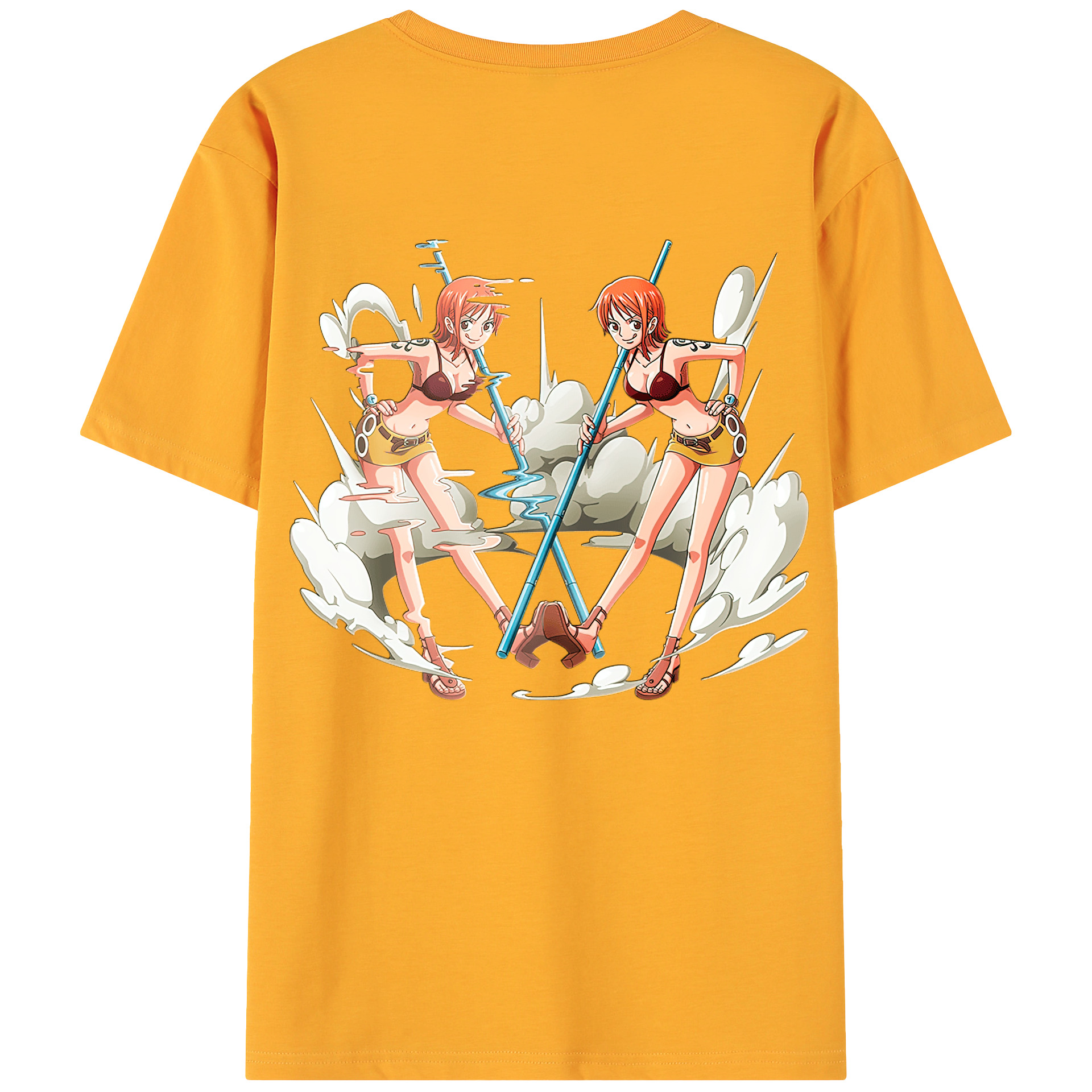 （画像用） ワンピース ナミ ONE PIECE Nami 綿100％ メンズ半袖Tシャツ（バックプリント） 通気性