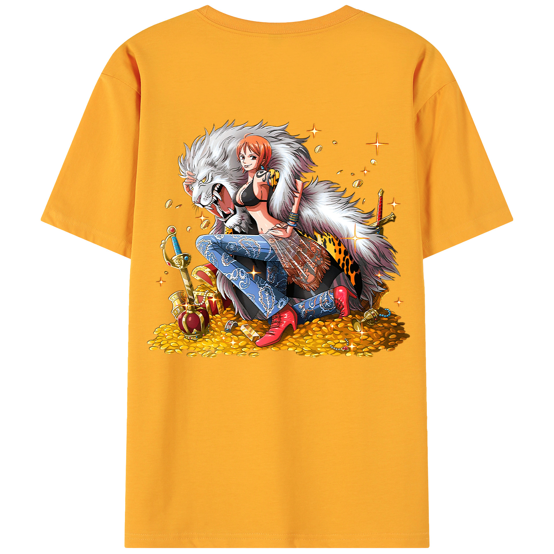 （画像用） ワンピース ナミ ONE PIECE Nami 綿100％ メンズ半袖Tシャツ（バックプリント） 通気性